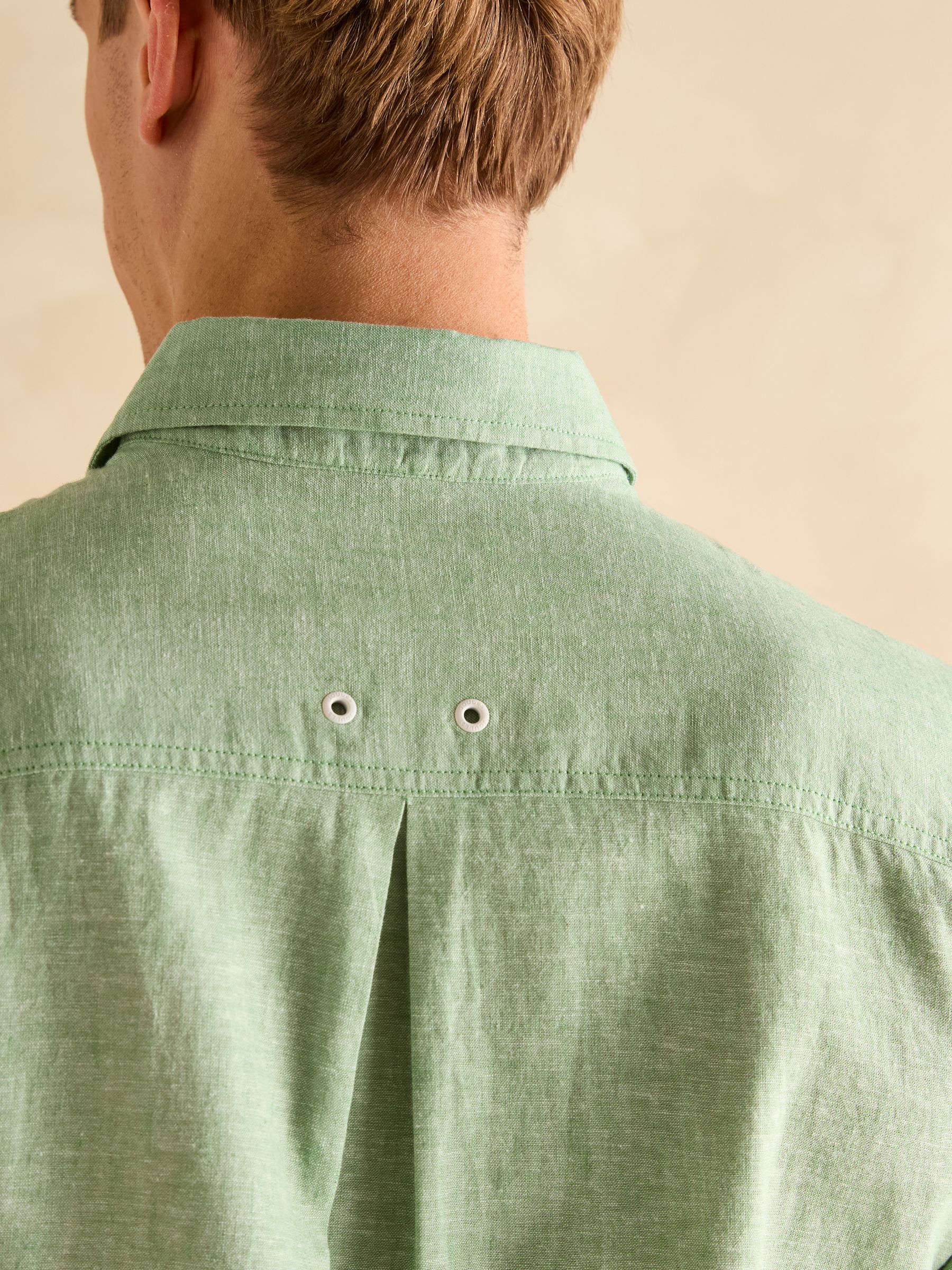 Linen Blend Green Long Sleeve Shirt - Image 8 of 8