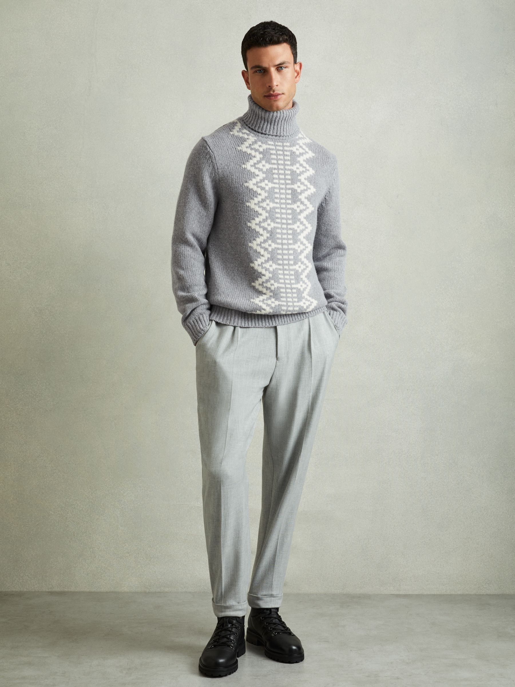 Wool-Blend Roll-Neck Jumper in Grey - Image 1 of 6