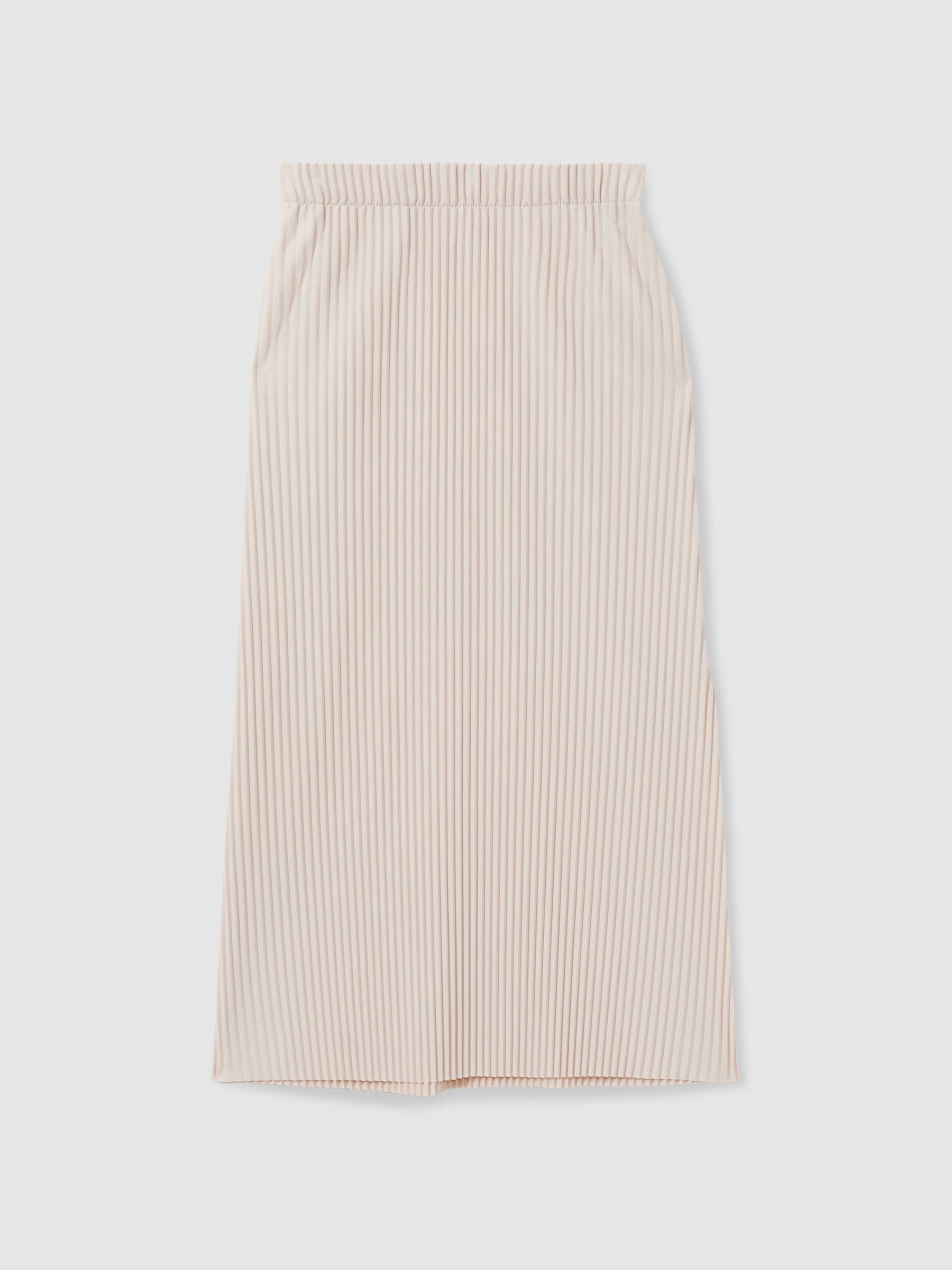 Pleated Jersey Midi Skirt in Stone - Image 2 of 6