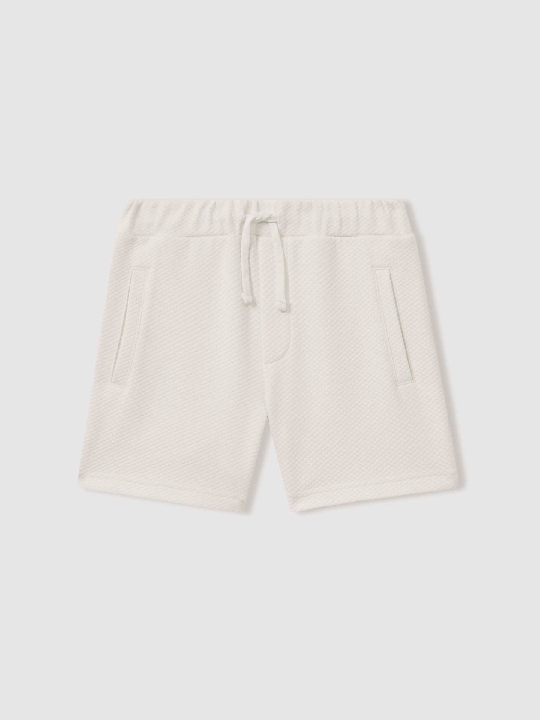 Teen Textured Drawstring Shorts in Off White - Image 1 of 5
