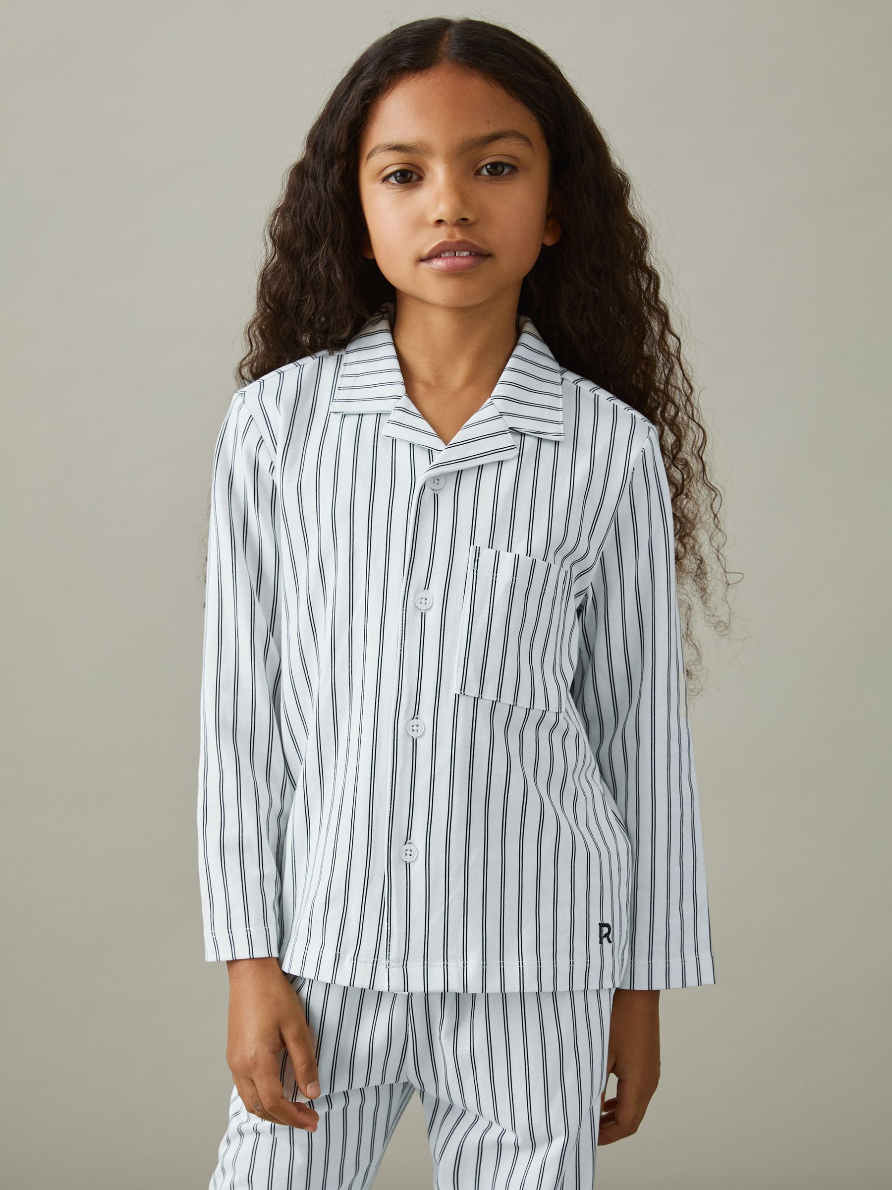 9-13 yrs Brushed-Cotton Striped Pyjama Set in Navy/White Stripe - Image 4 of 5