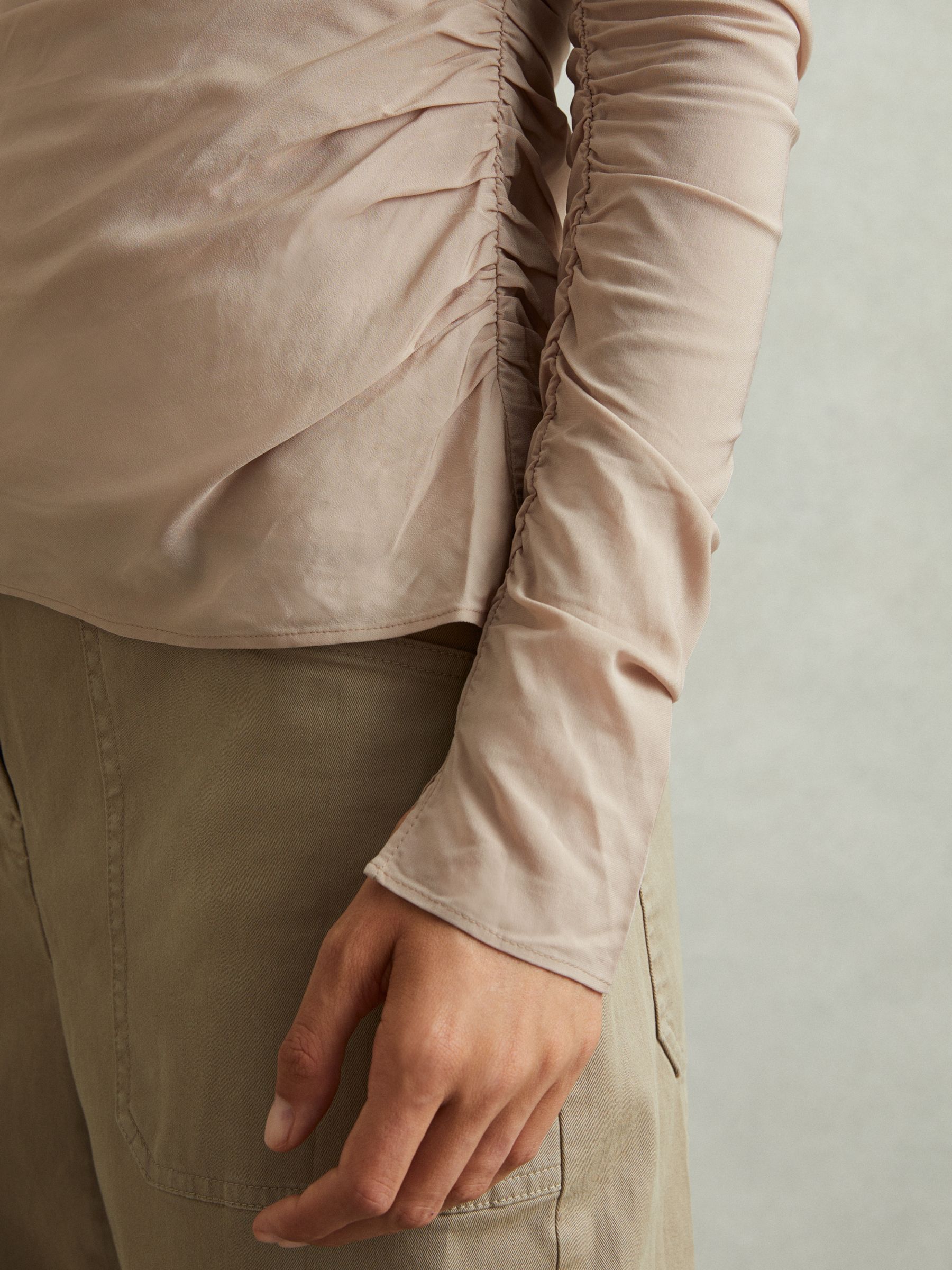 Eleni Blush Ruched Long Sleeve Top - Image 3 of 6