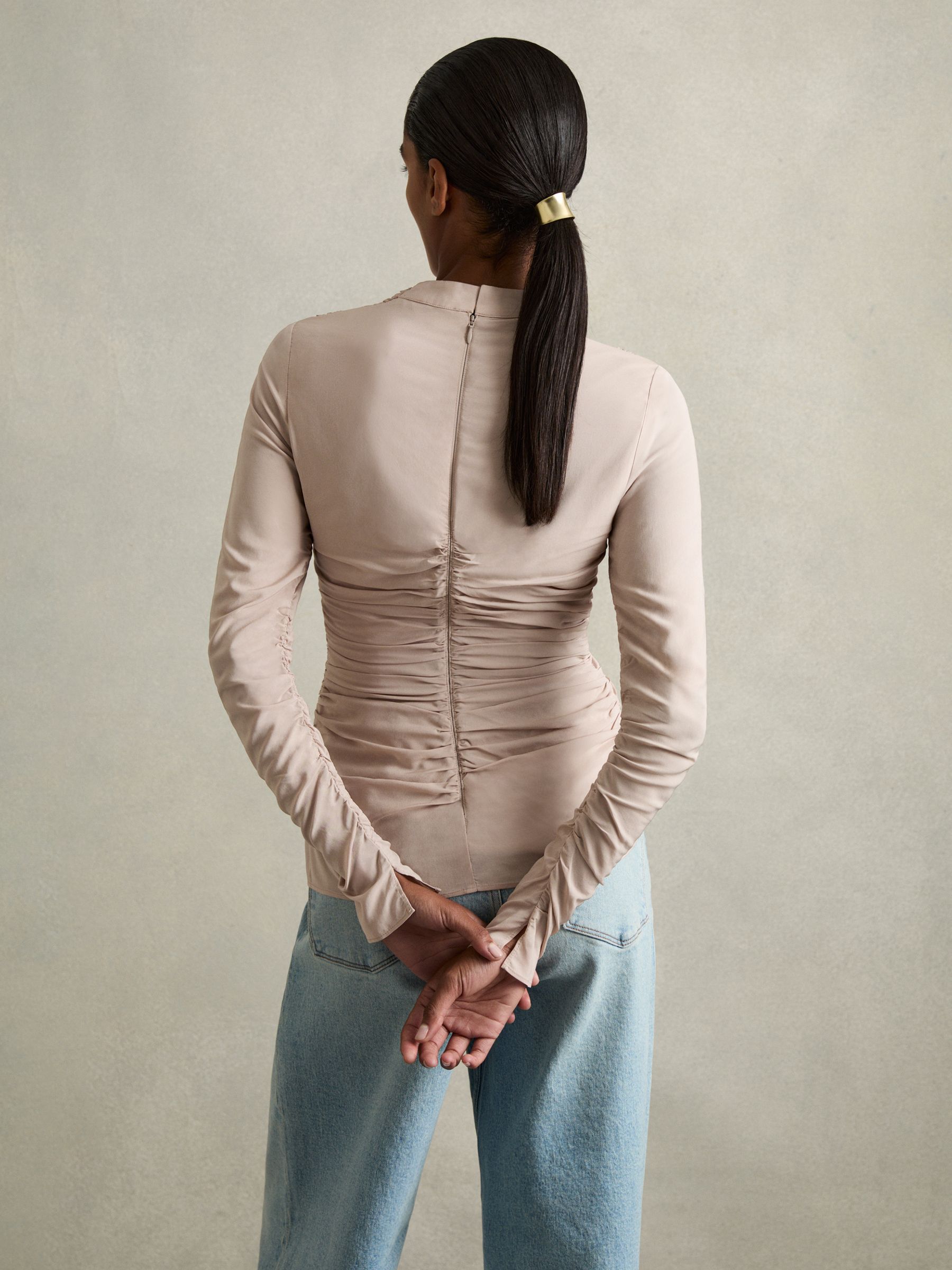 Eleni Blush Ruched Long Sleeve Top - image 3