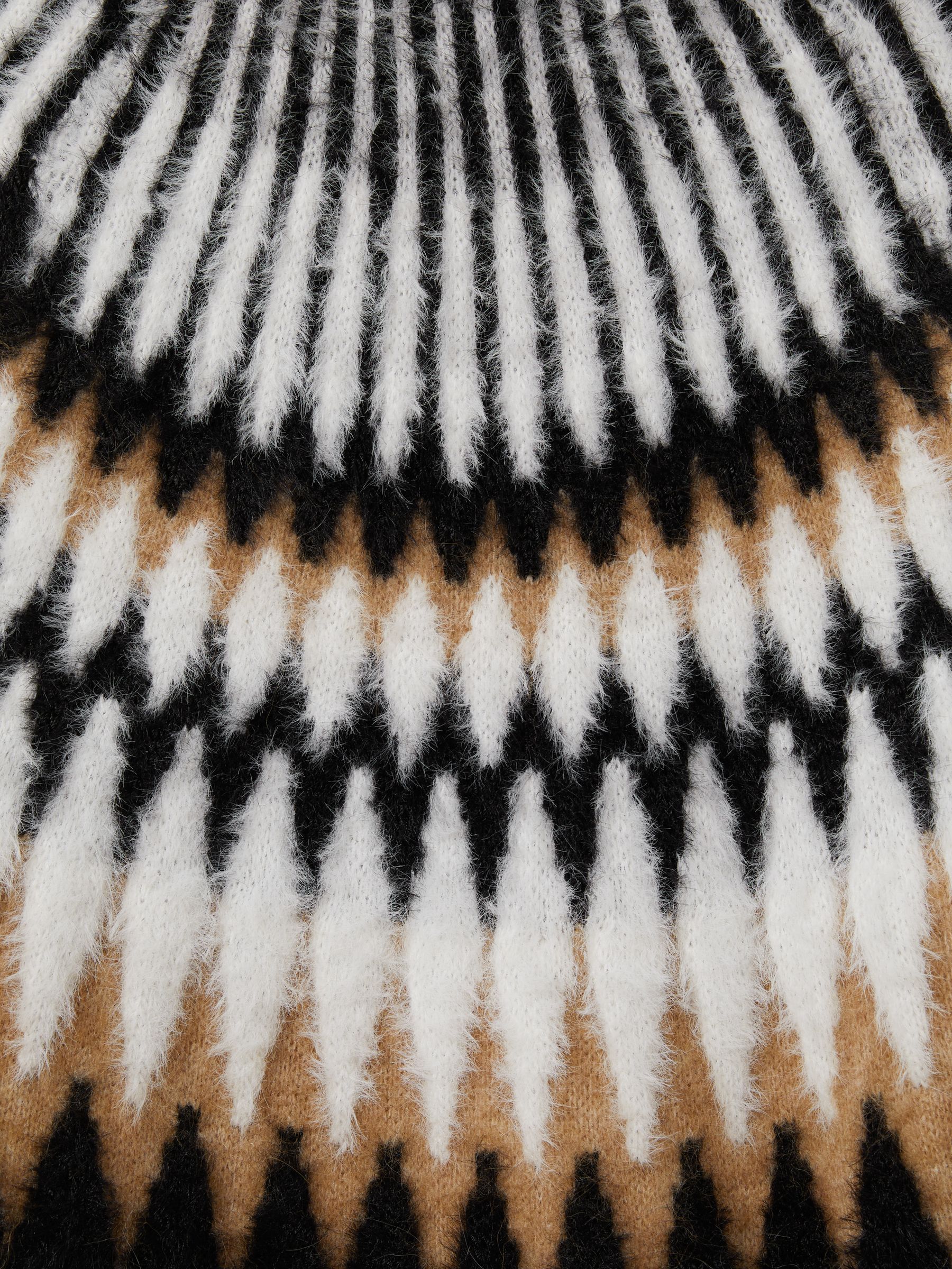 Fuzzy Fairisle Pattern Crew Neck Jumper in Black/Camel - Image 6 of 6