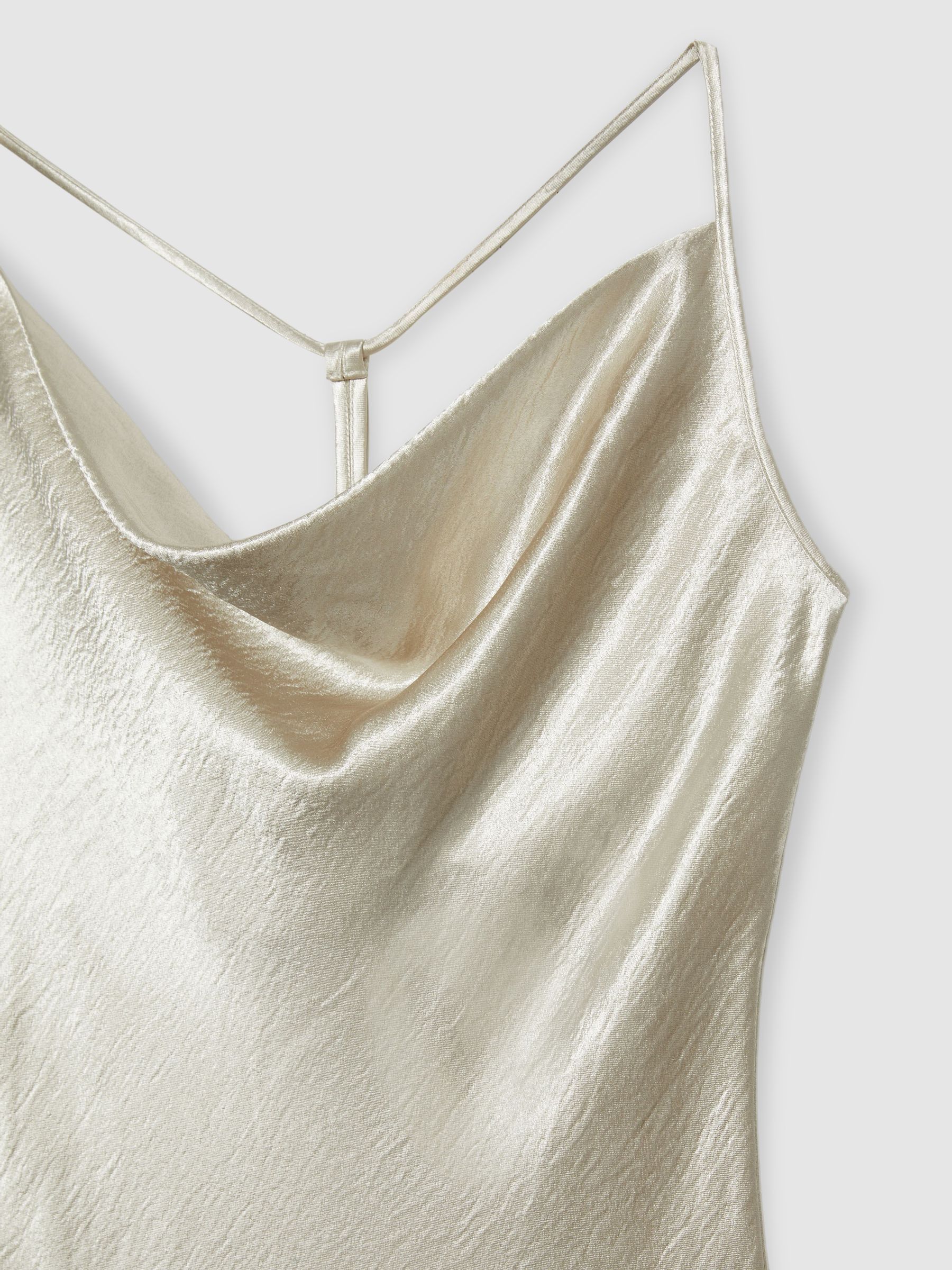 Cowl-Neck Hammered-Satin Slip Dress in Silver - Image 6 of 6