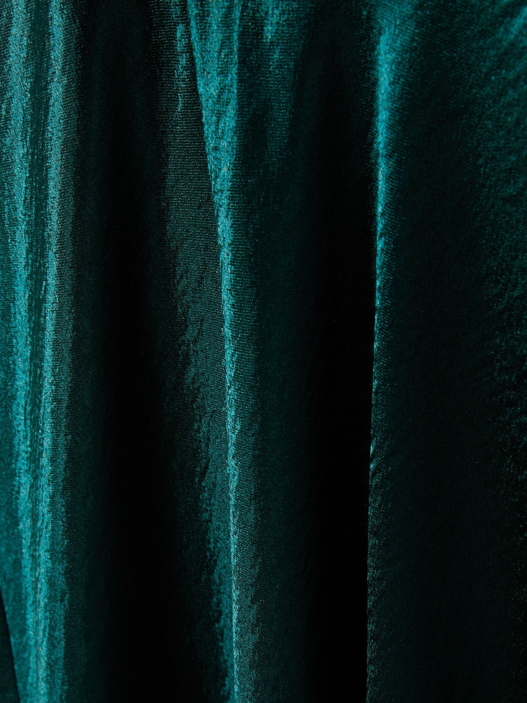 Cowl-Neck Satin Slip Dress in Teal - Image 6 of 6