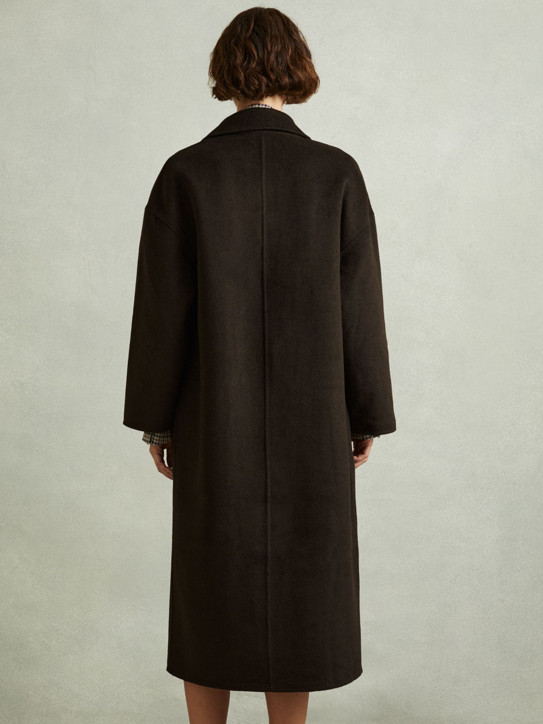 Petite Wool Blend Herringbone-Twill Coat in Chocolate - Image 6 of 10
