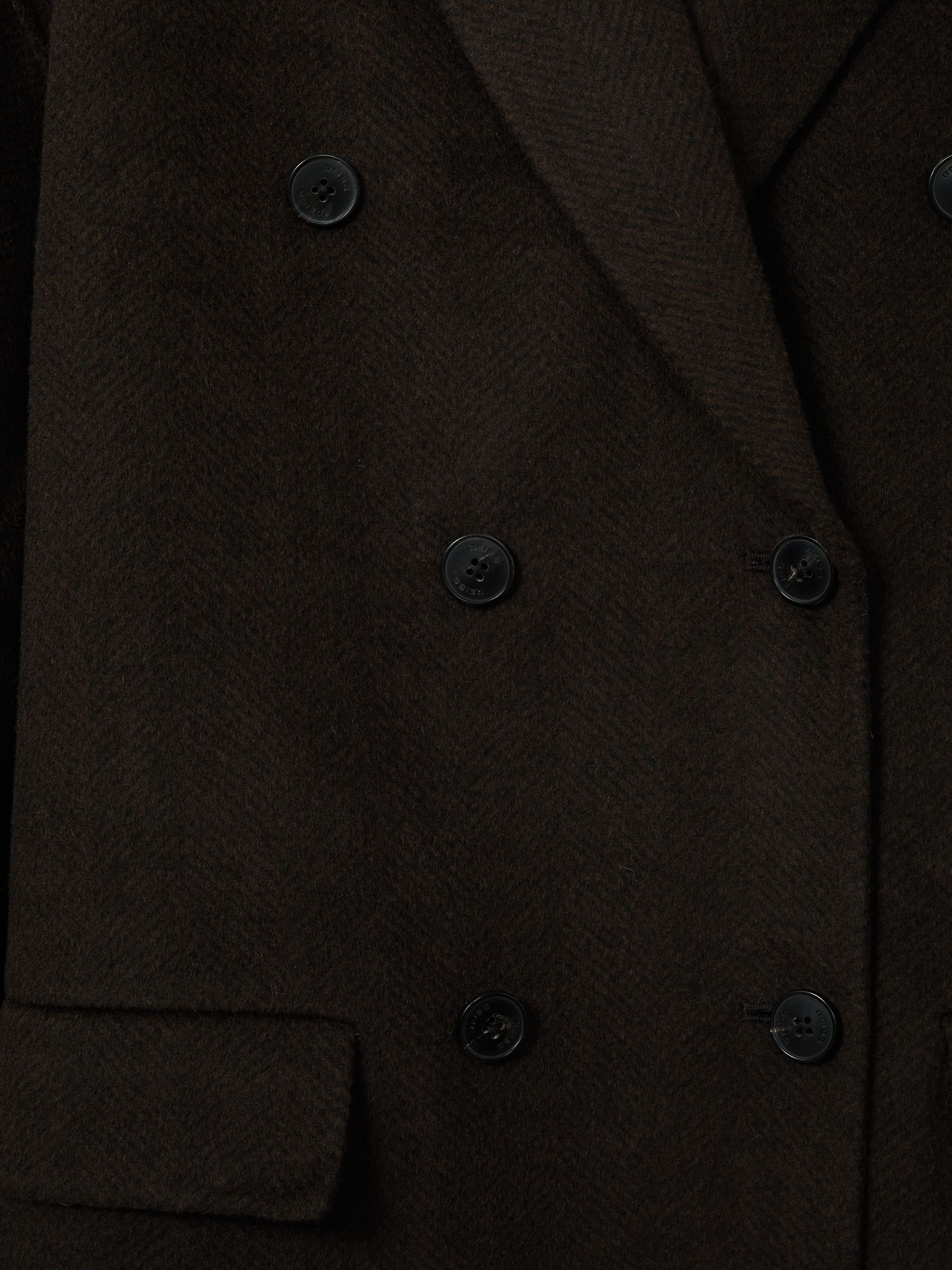 Petite Wool Blend Herringbone-Twill Coat in Chocolate - Image 7 of 10