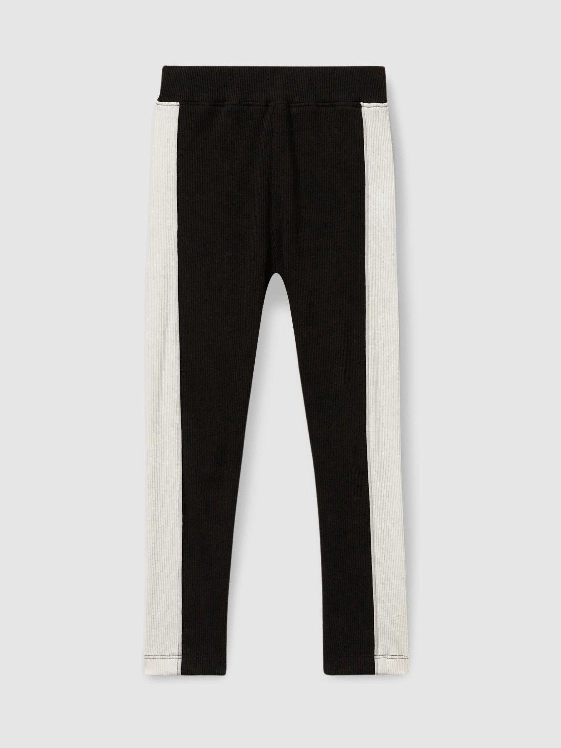 4-9 yrs Cotton-Blend Panelled Leggings in Black - Image 2 of 4