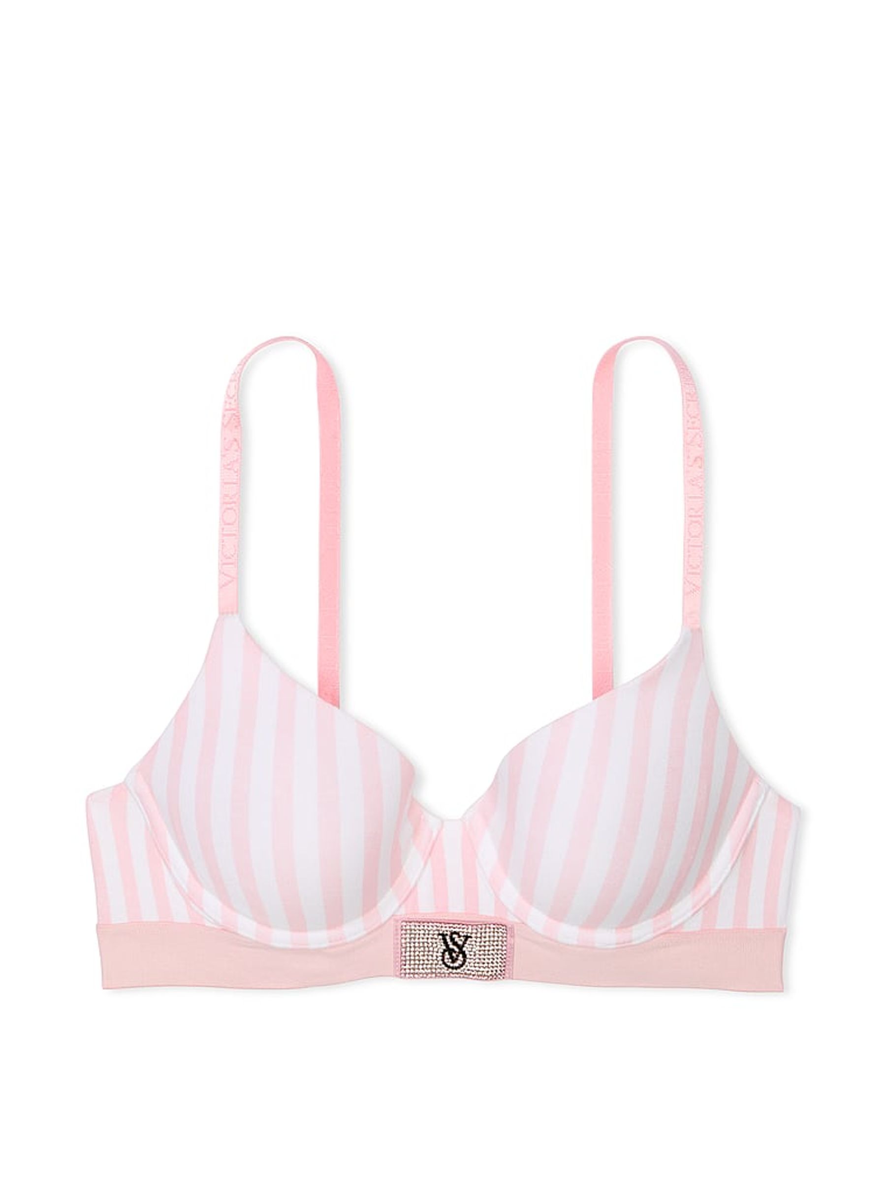 Pretty Blossom Pink Shine Stripe Lightly Lined Demi Shine Patch Bra - Image 4 of 4