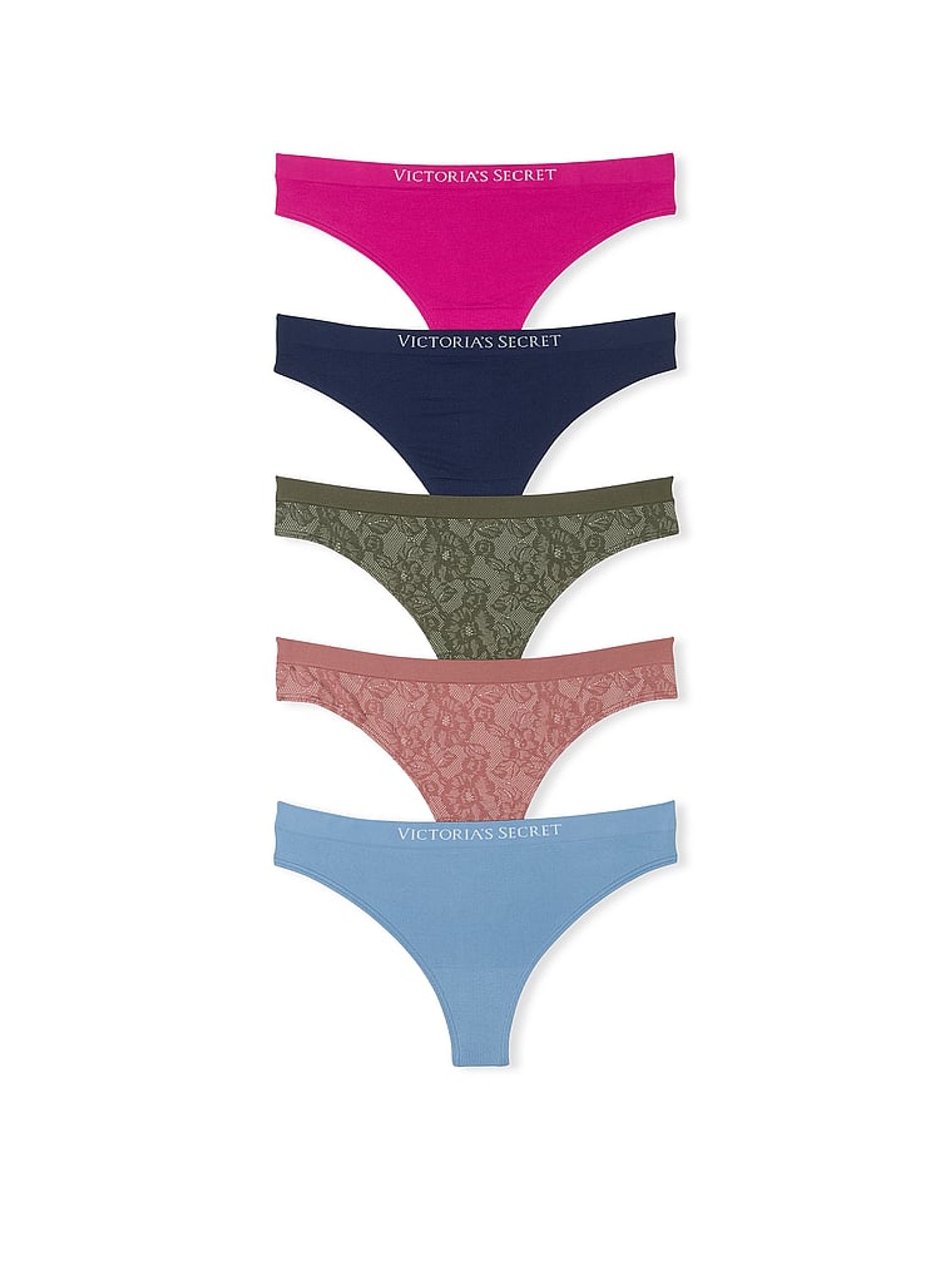 Pink/Blue/Green Thong 5 Pack Knickers - Image 1 of 3