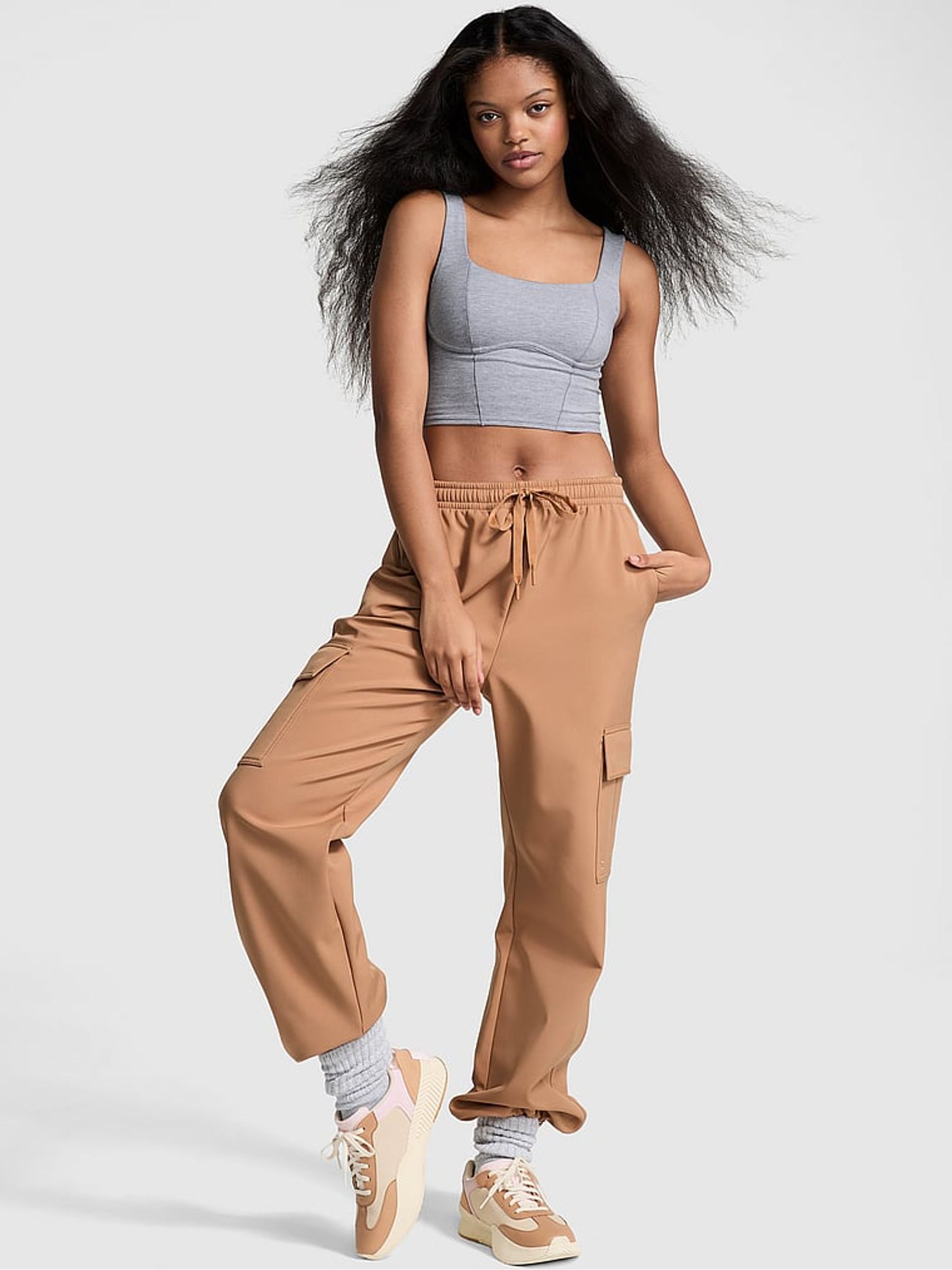 Toffee Brown Fleece Cargo Trousers - Image 1 of 3
