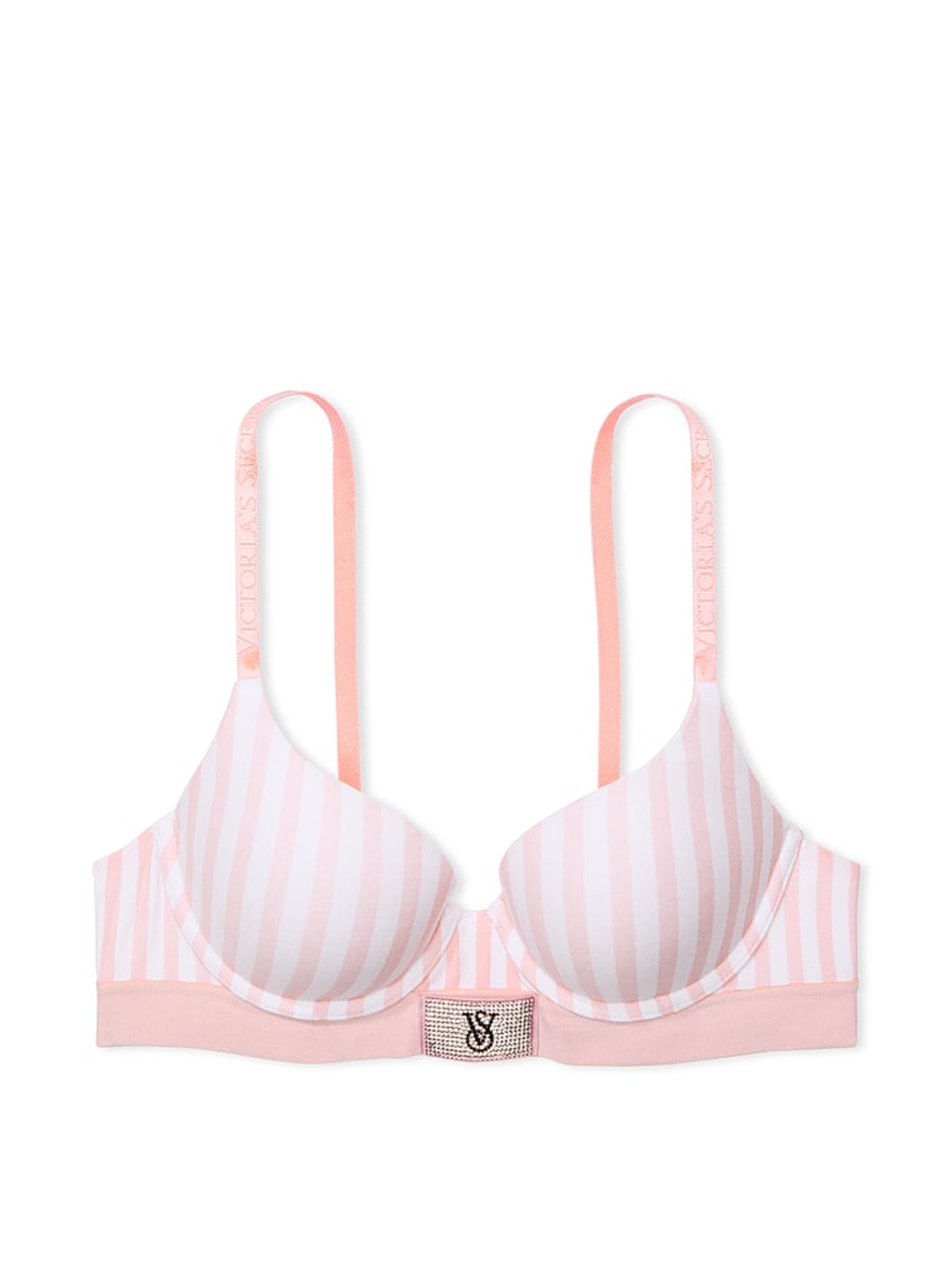 Pretty Blossom Pink Stripe Push Up Shine Patch Bra - Image 3 of 3