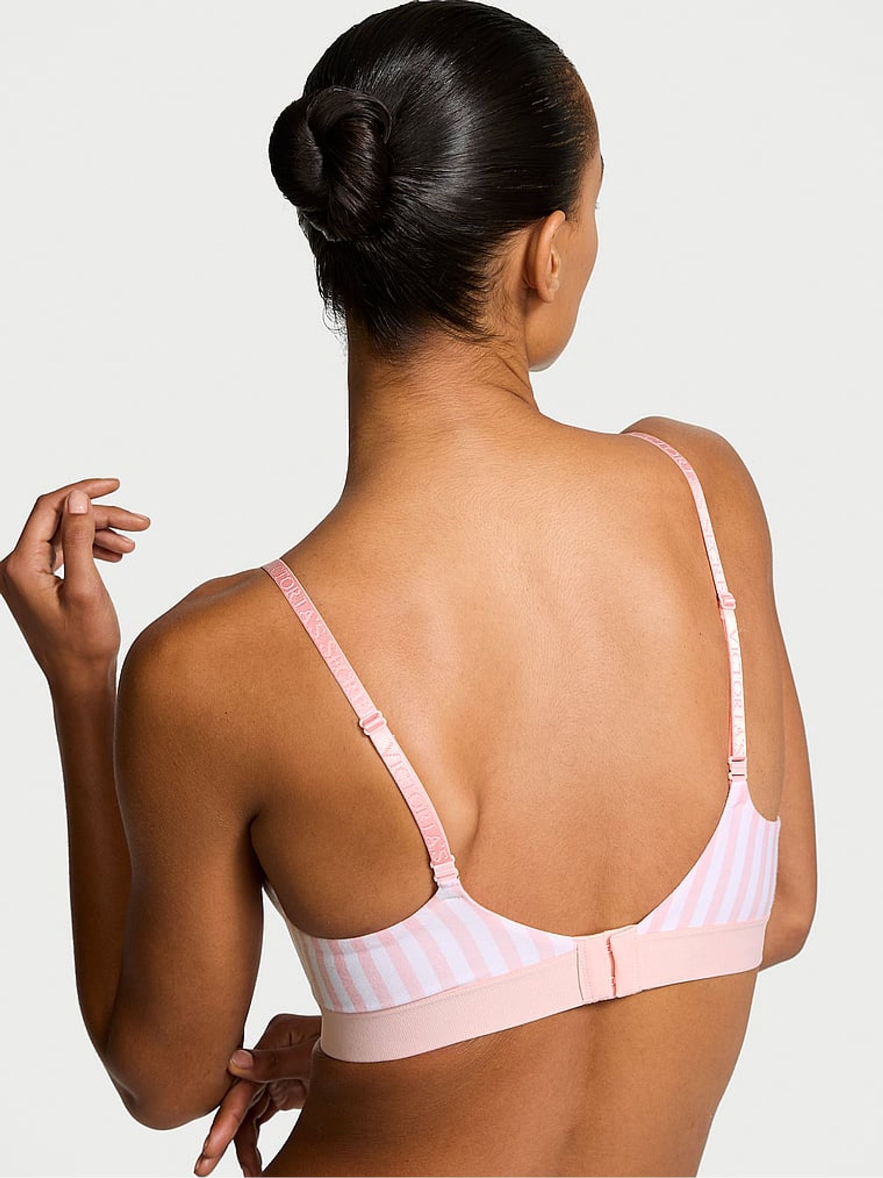 Pretty Blossom Pink Stripe Non Wired Lightly Lined Shine Patch Bra - Image 2 of 3