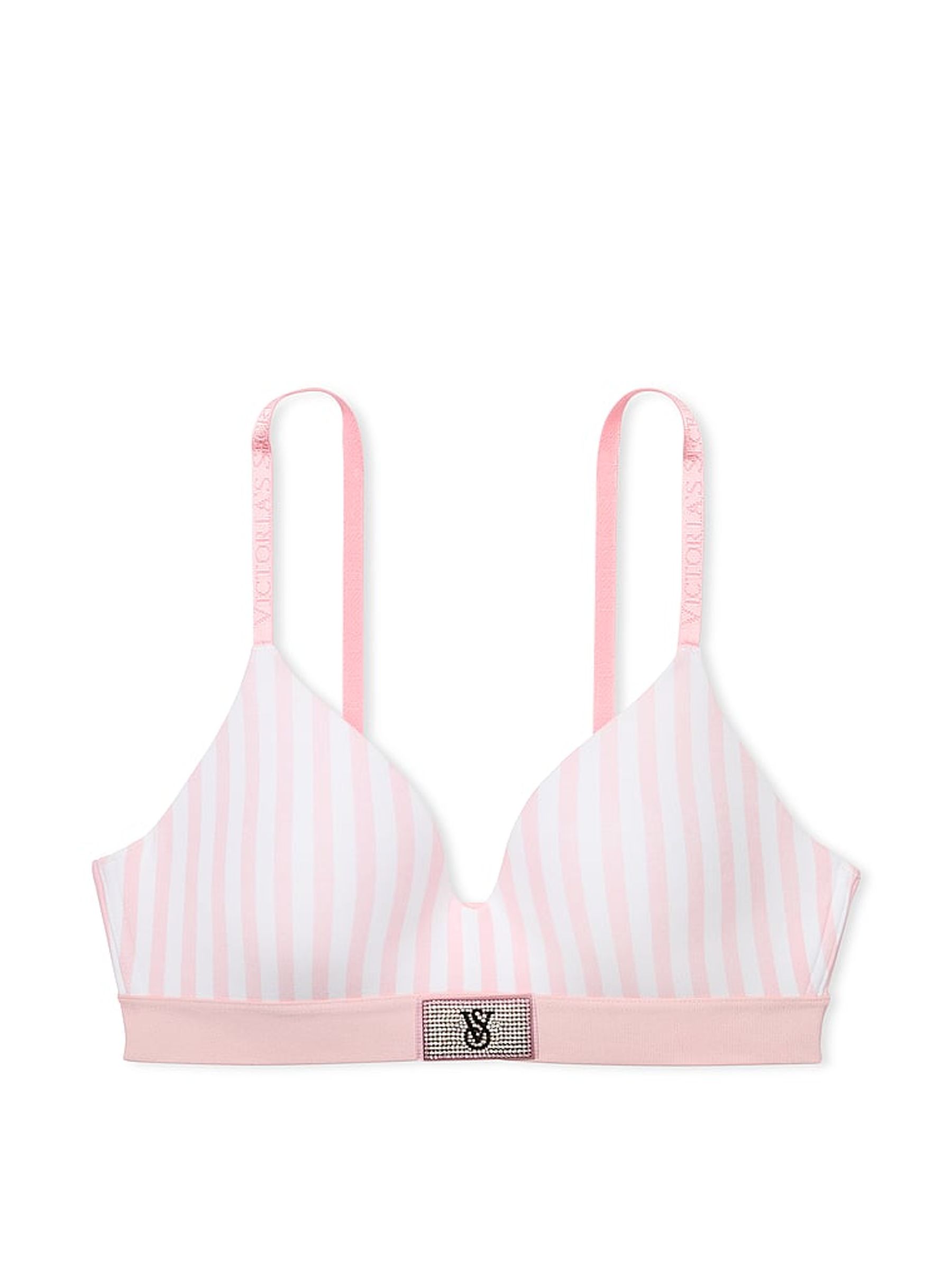 Pretty Blossom Pink Stripe Non Wired Lightly Lined Shine Patch Bra - Image 3 of 3