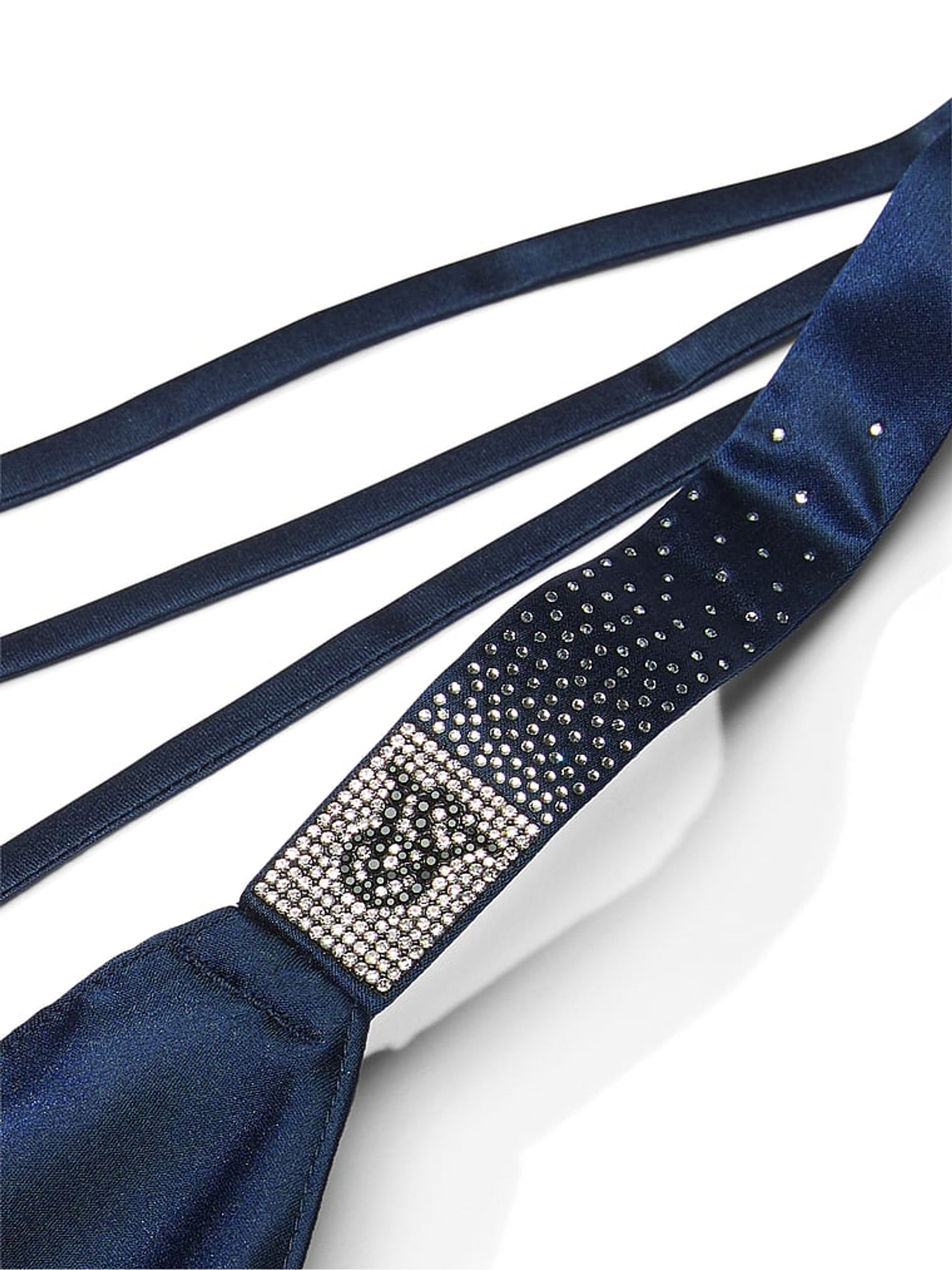 Dark Twilight Blue Shine Strappy Back Satin Slip Dress - Image 4 of 4