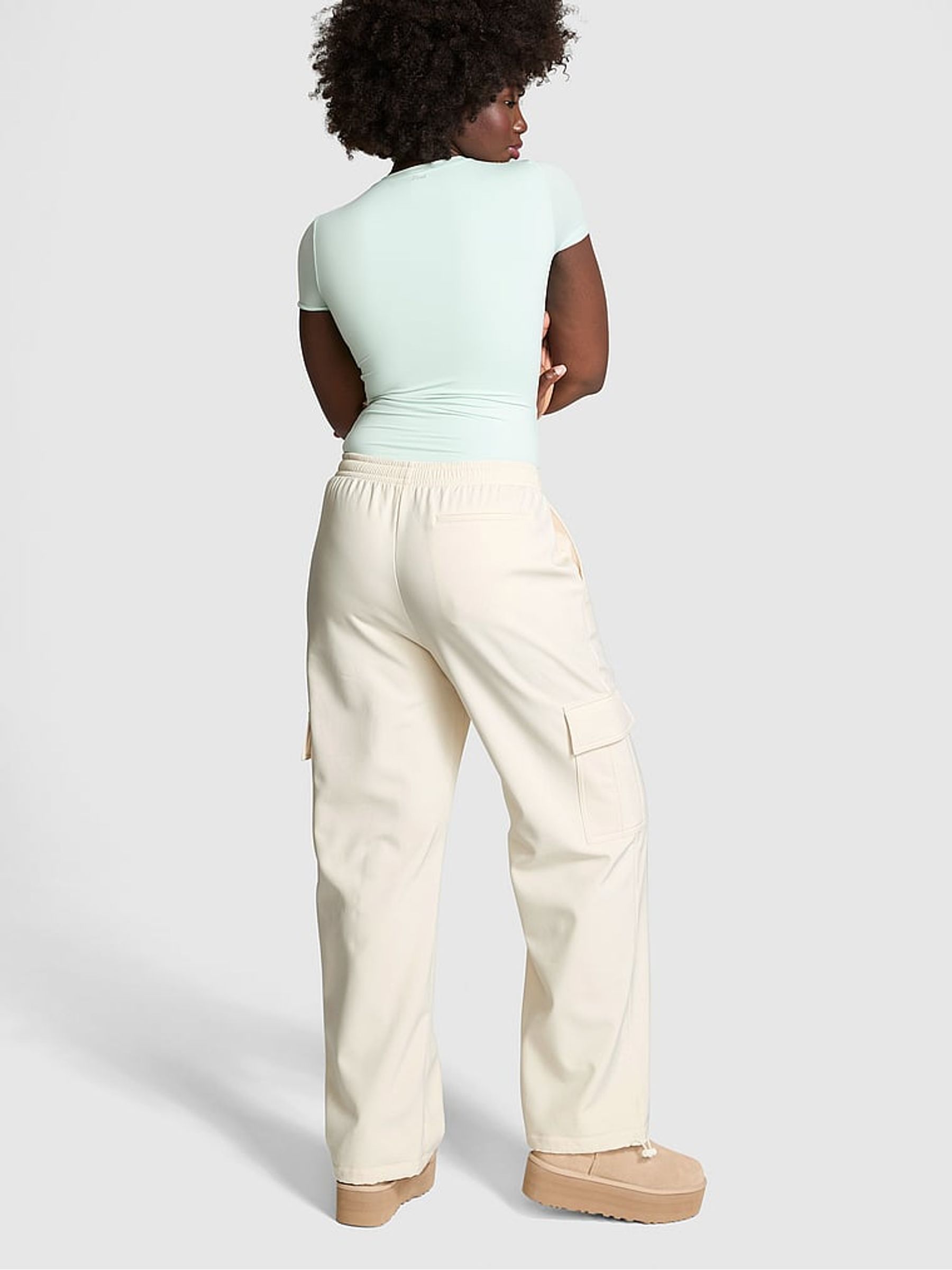 White Shell Fleece Cargo Trousers - Image 3 of 3