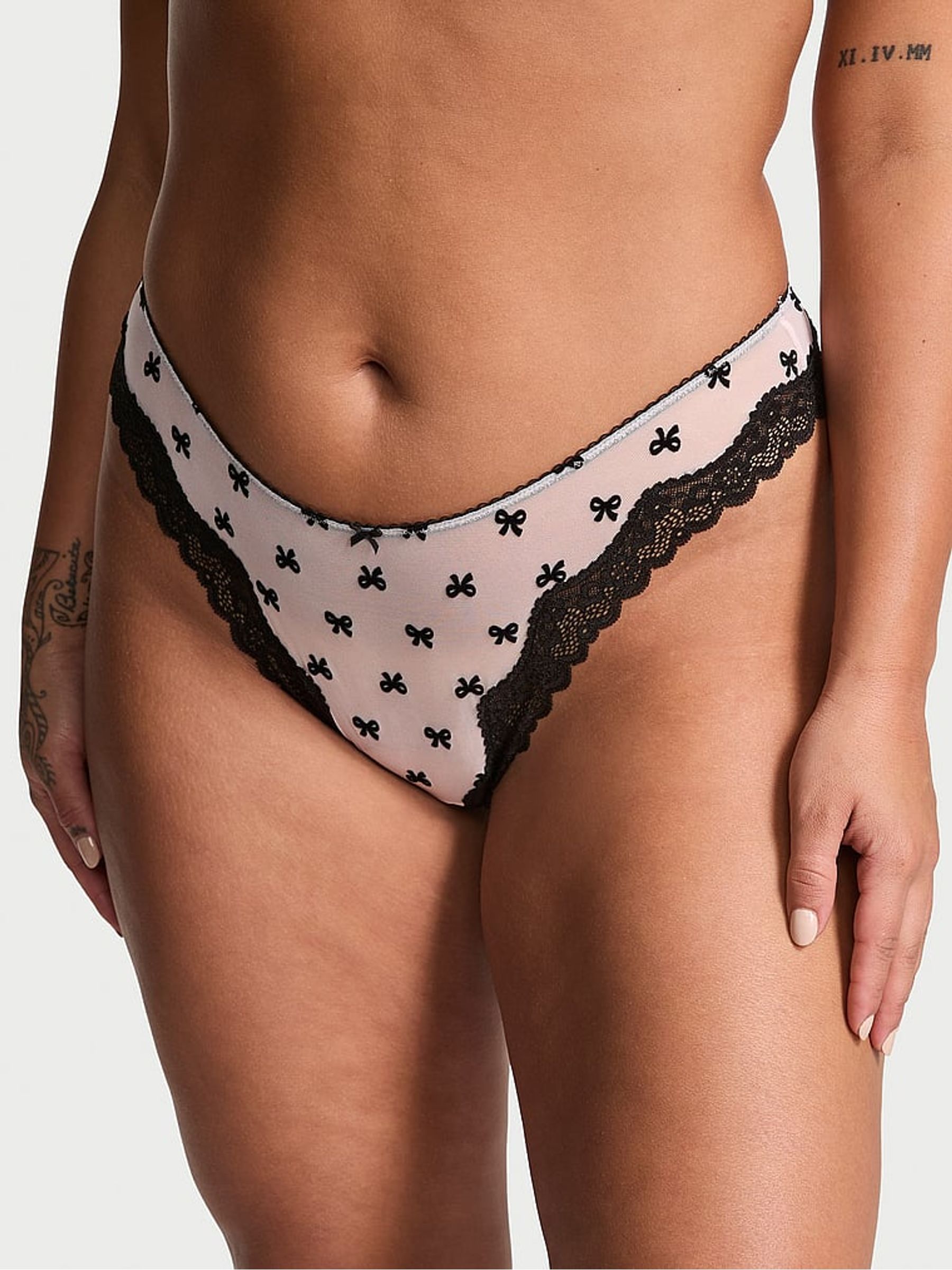 Purest Pink Bows Thong Knickers - Image 1 of 3