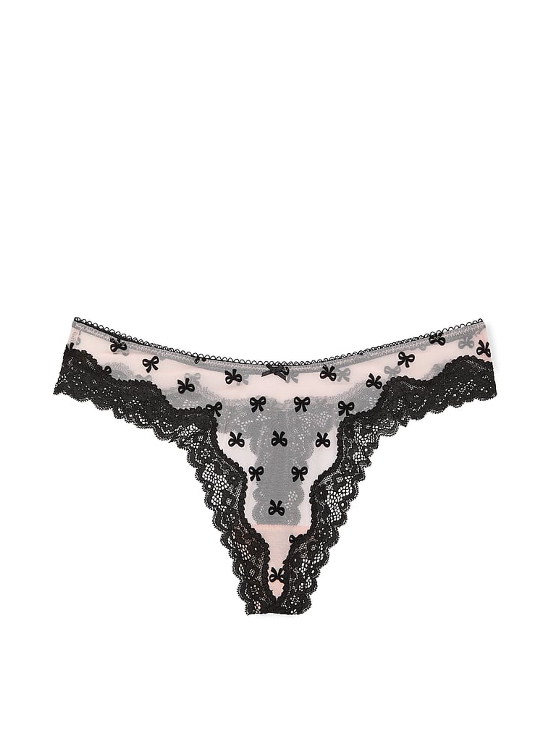 Purest Pink Bows Thong Knickers - Image 3 of 3