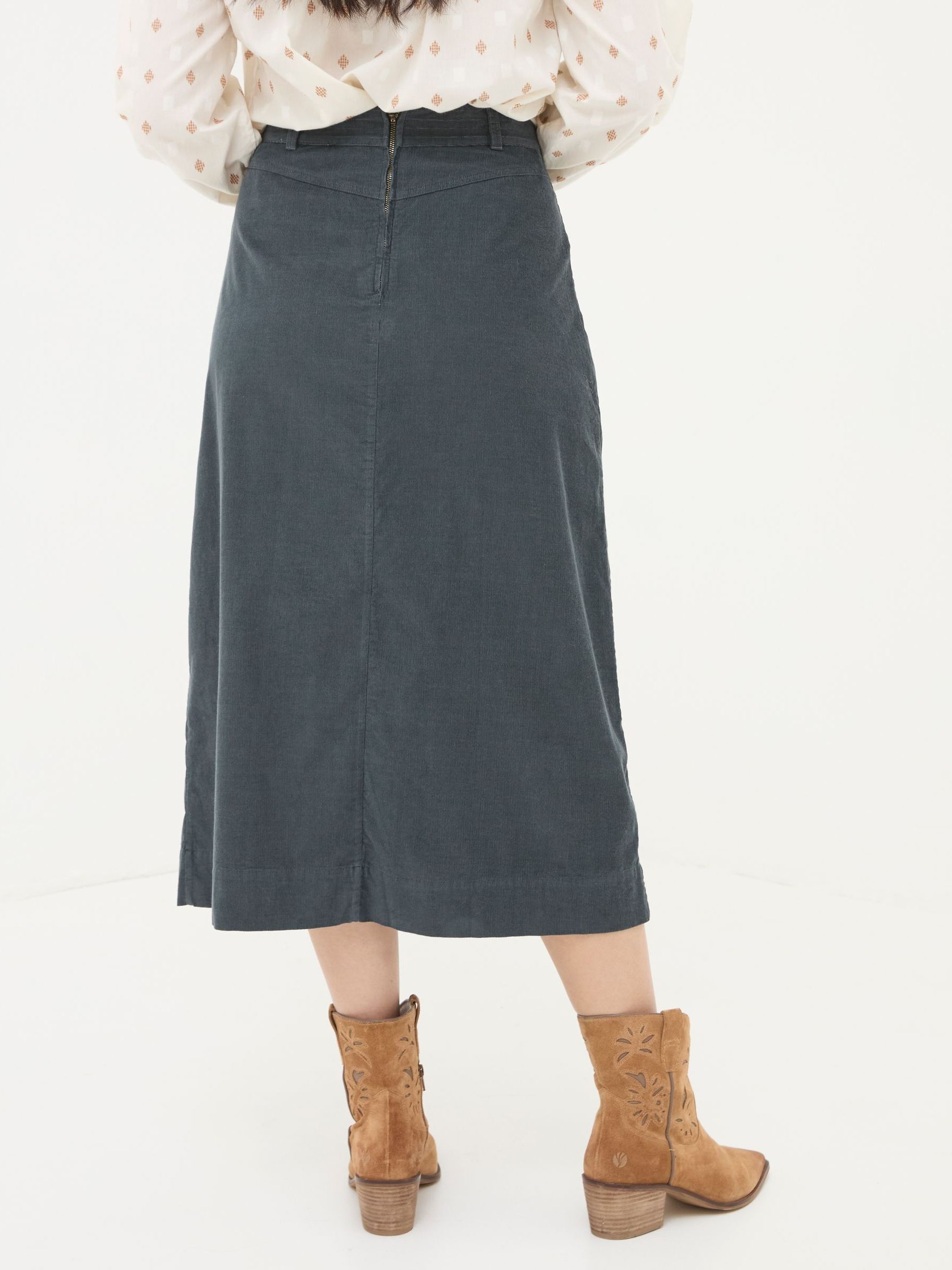 Leigh Grey Cord Midi Skirt - Image 2 of 5