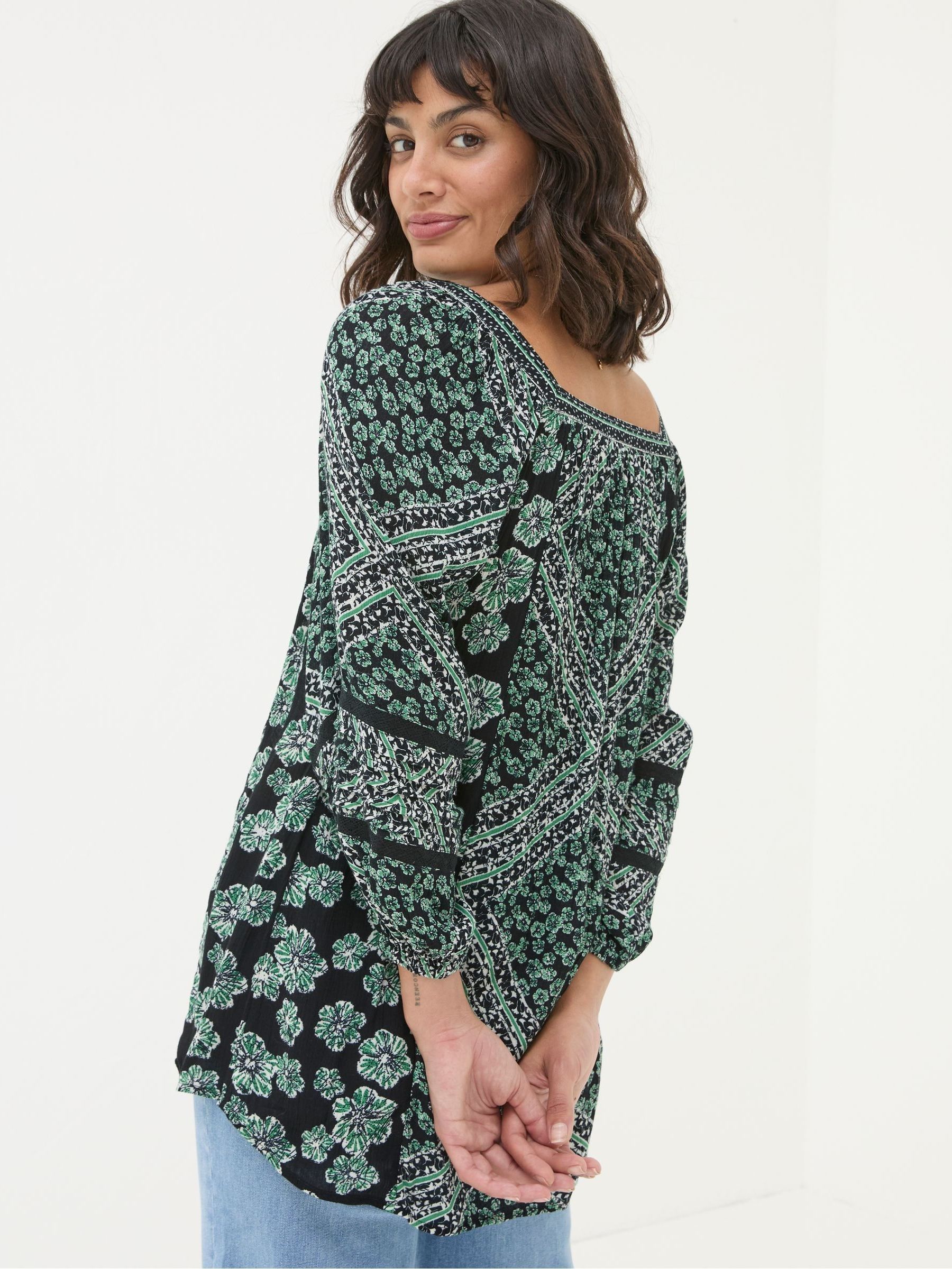 Caitlin Washed Black Spaced Floral Tunic - Image 2 of 6