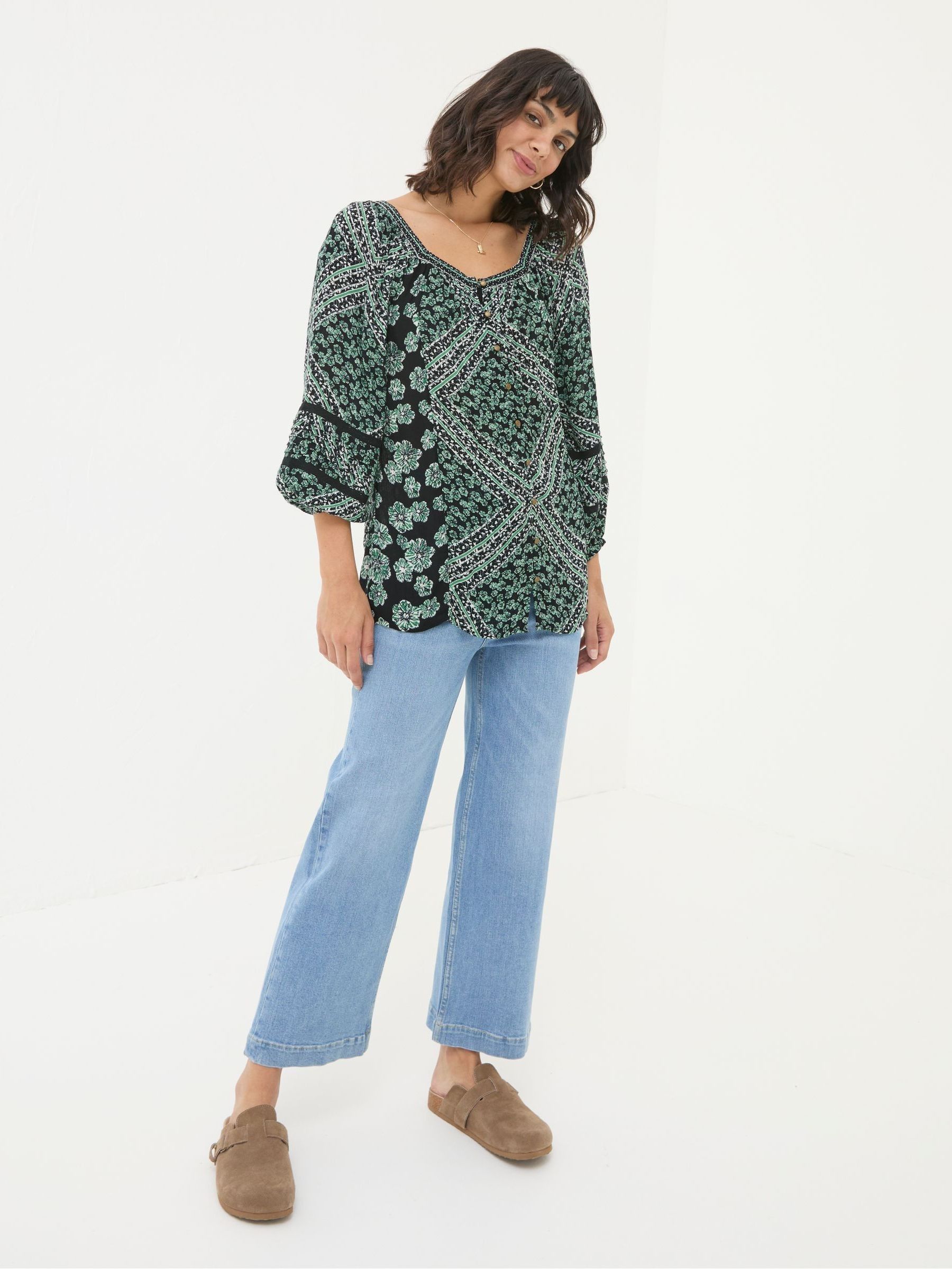 Caitlin Washed Black Spaced Floral Tunic - Image 3 of 6