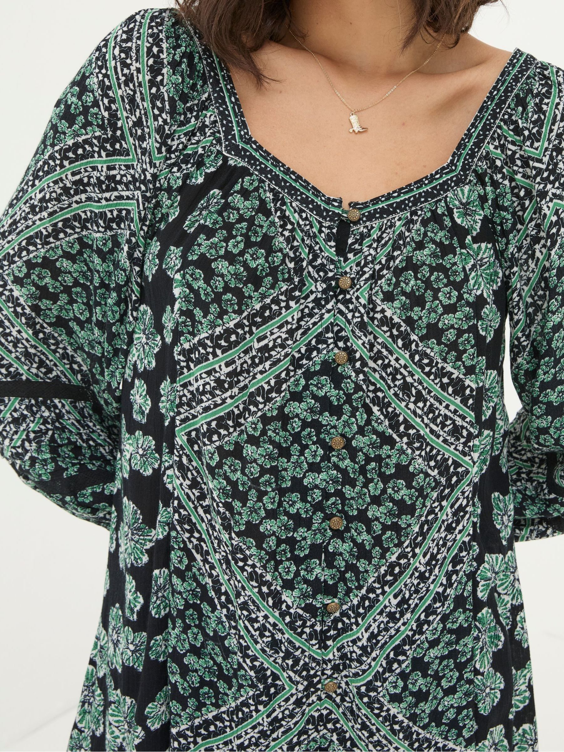 Caitlin Washed Black Spaced Floral Tunic - Image 5 of 6