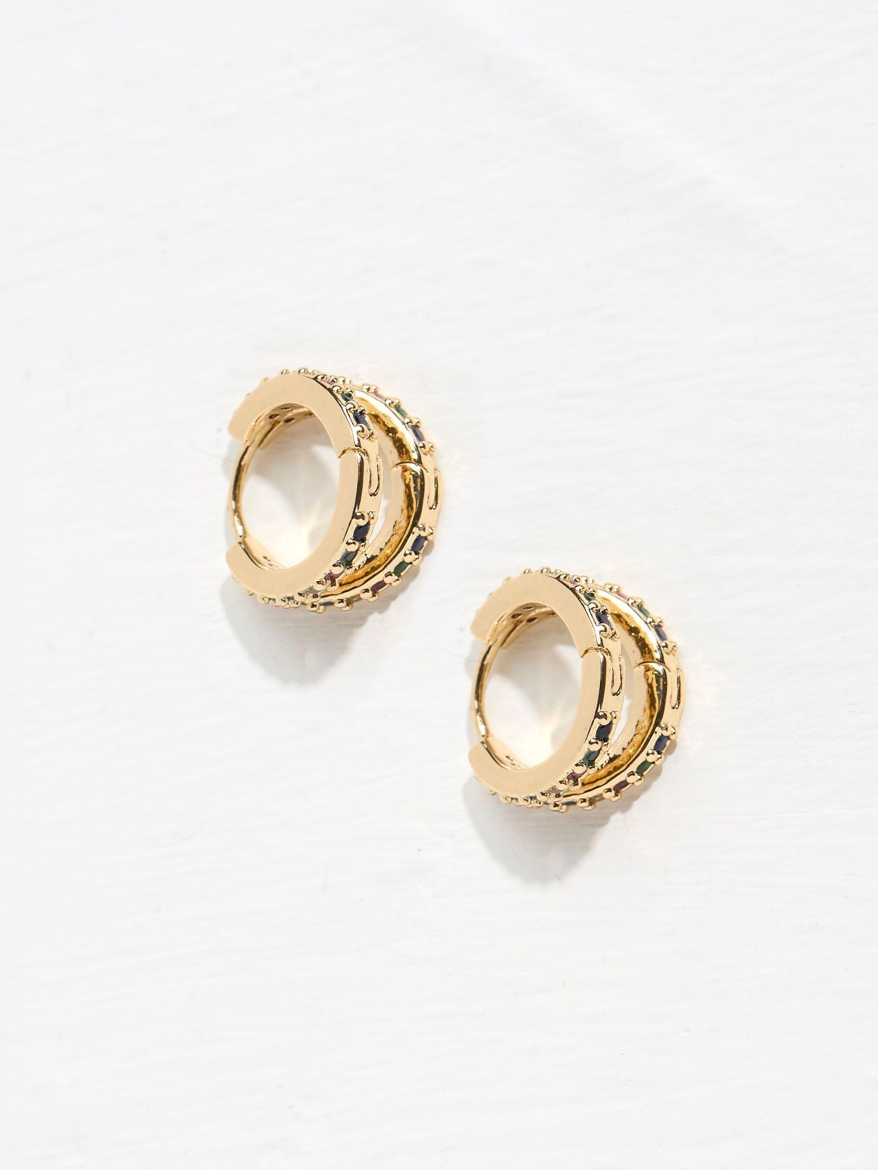 Gold Tone Multi Gem Hoops - Image 2 of 2
