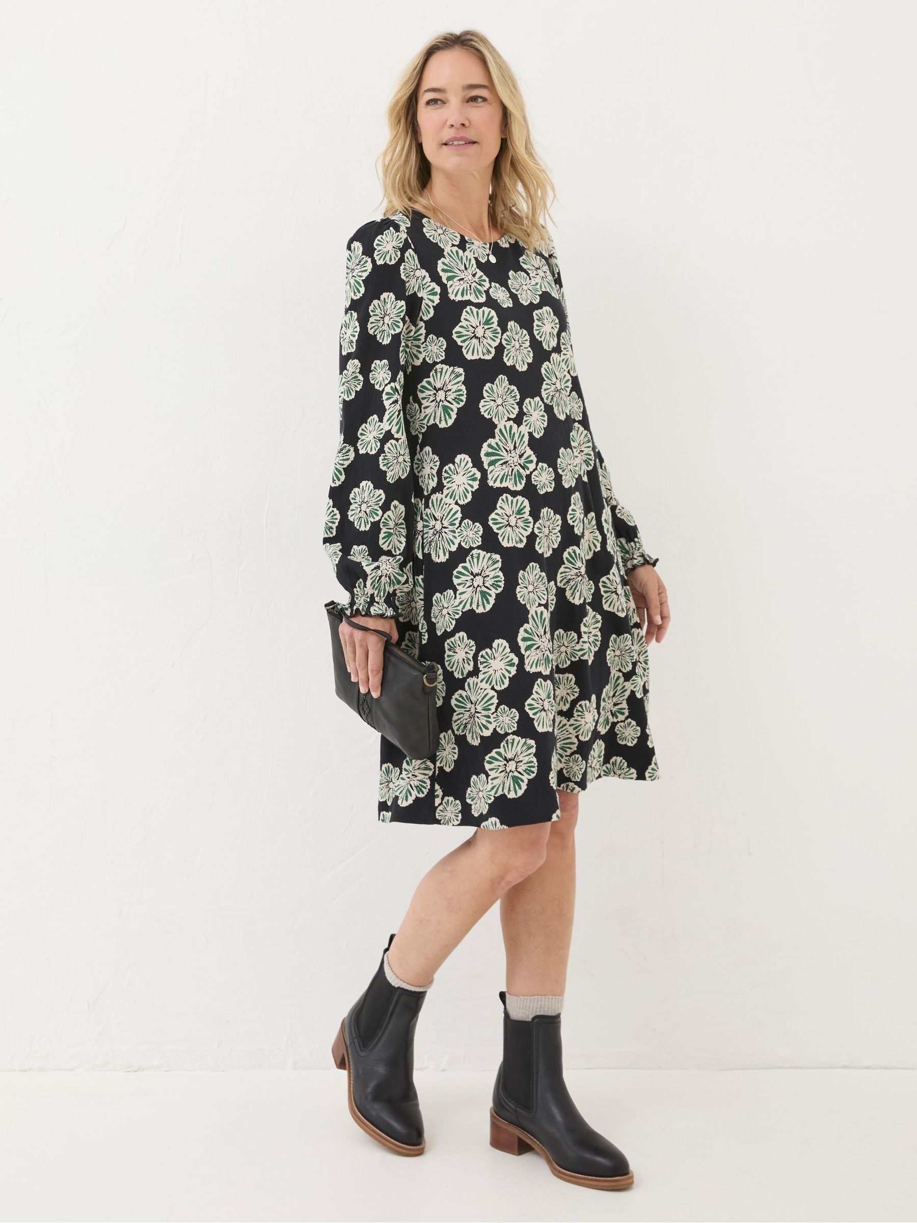 Black Floral Jersey Dress - Image 1 of 2