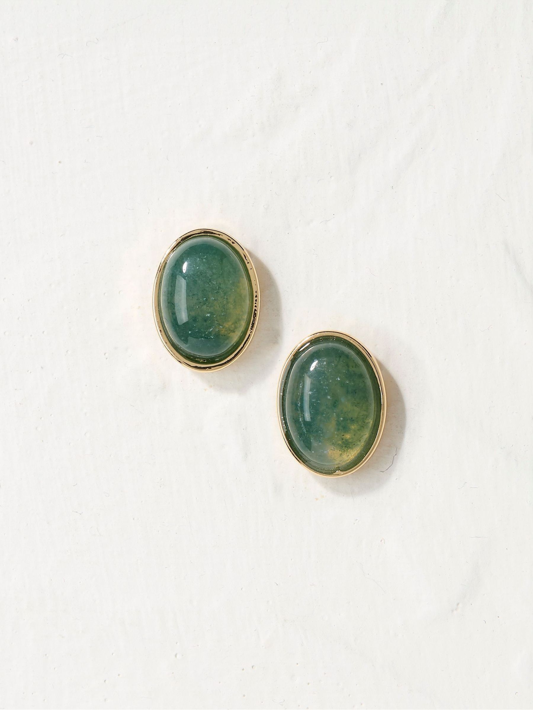 Green Large Stone Studs Earrings - Image 2 of 2 Green Large Stone Studs Earrings - Image 2 of 2