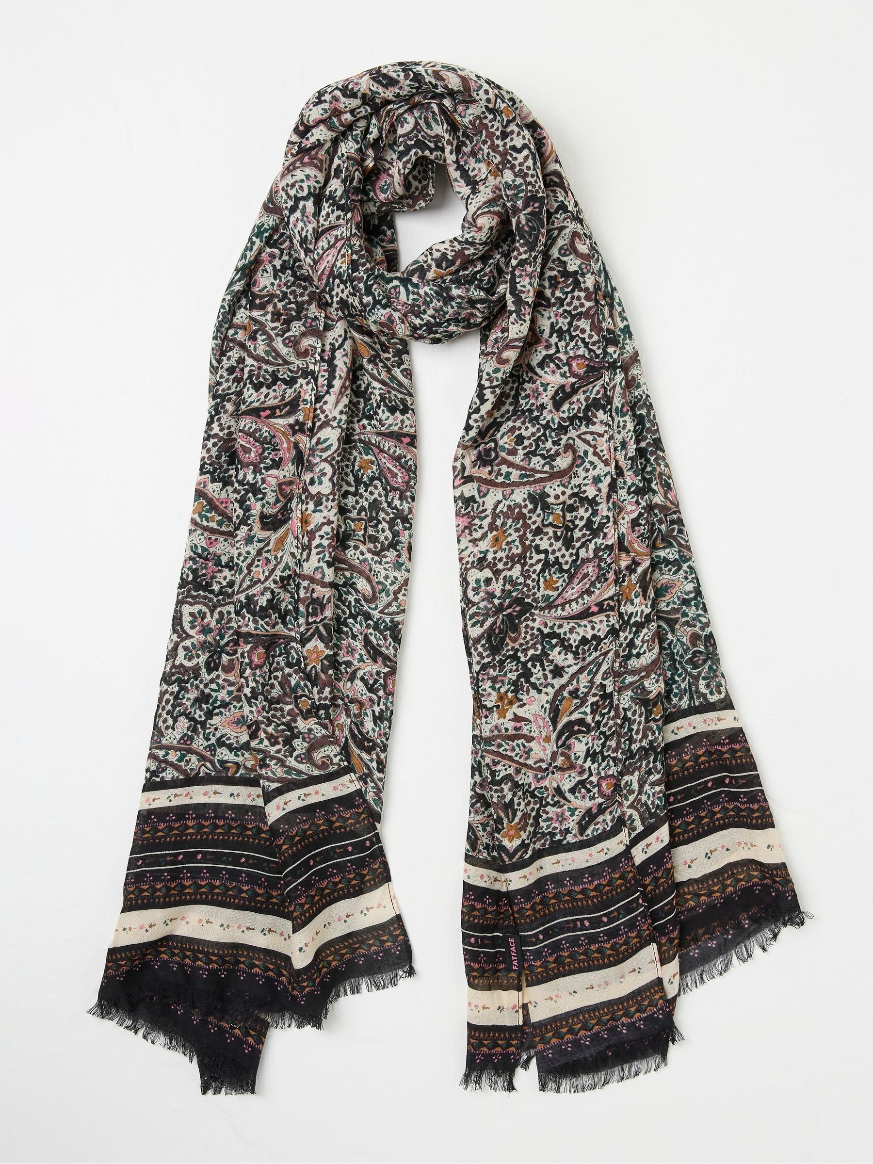 Wild Black Ditsy Lightweight Printed Scarf - Image 1 of 2