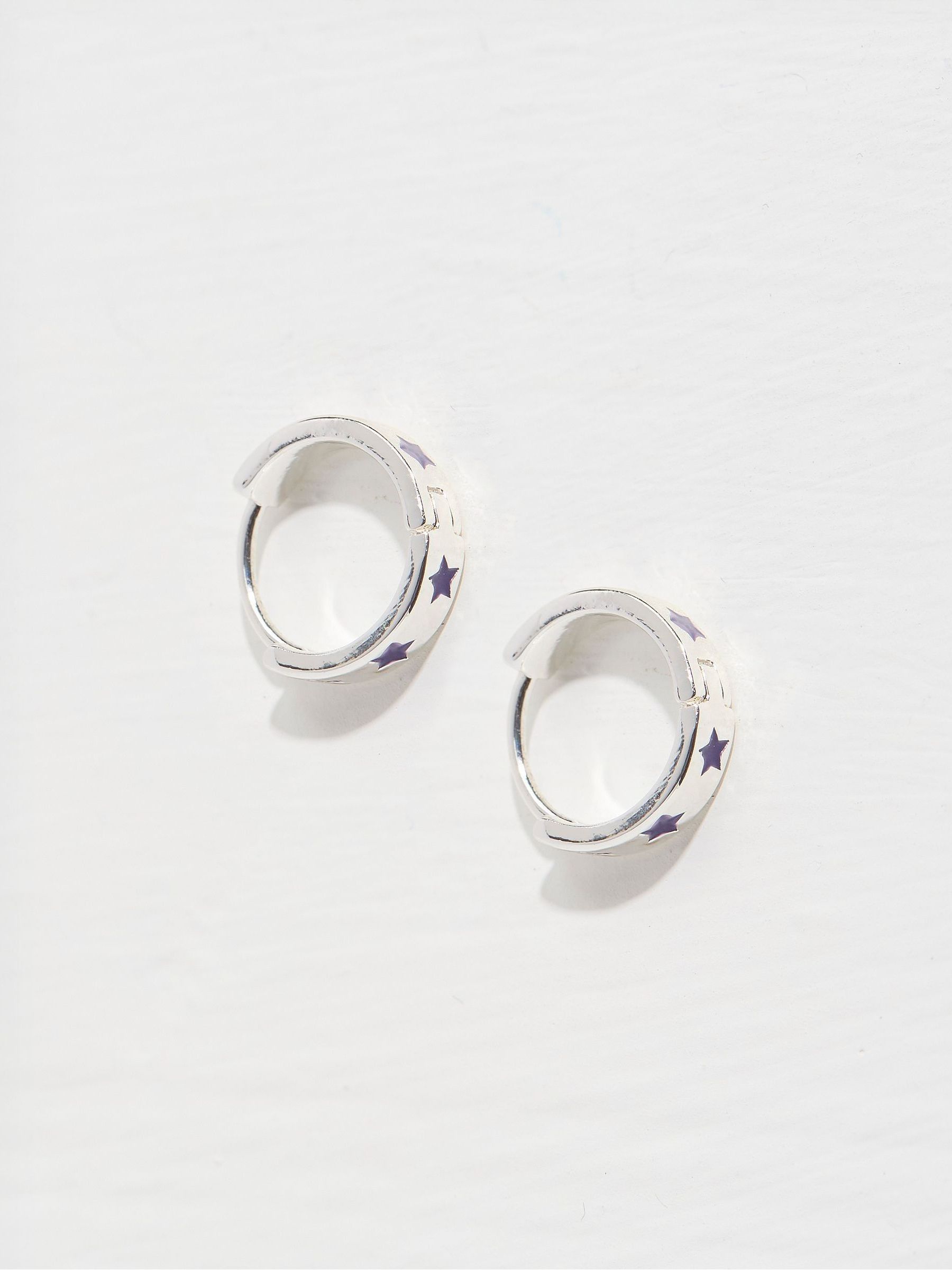 Purple Star Enamel Hoop Earrings - Image 1 of 2 Purple Star Enamel Hoop Earrings - Image 1 of 2