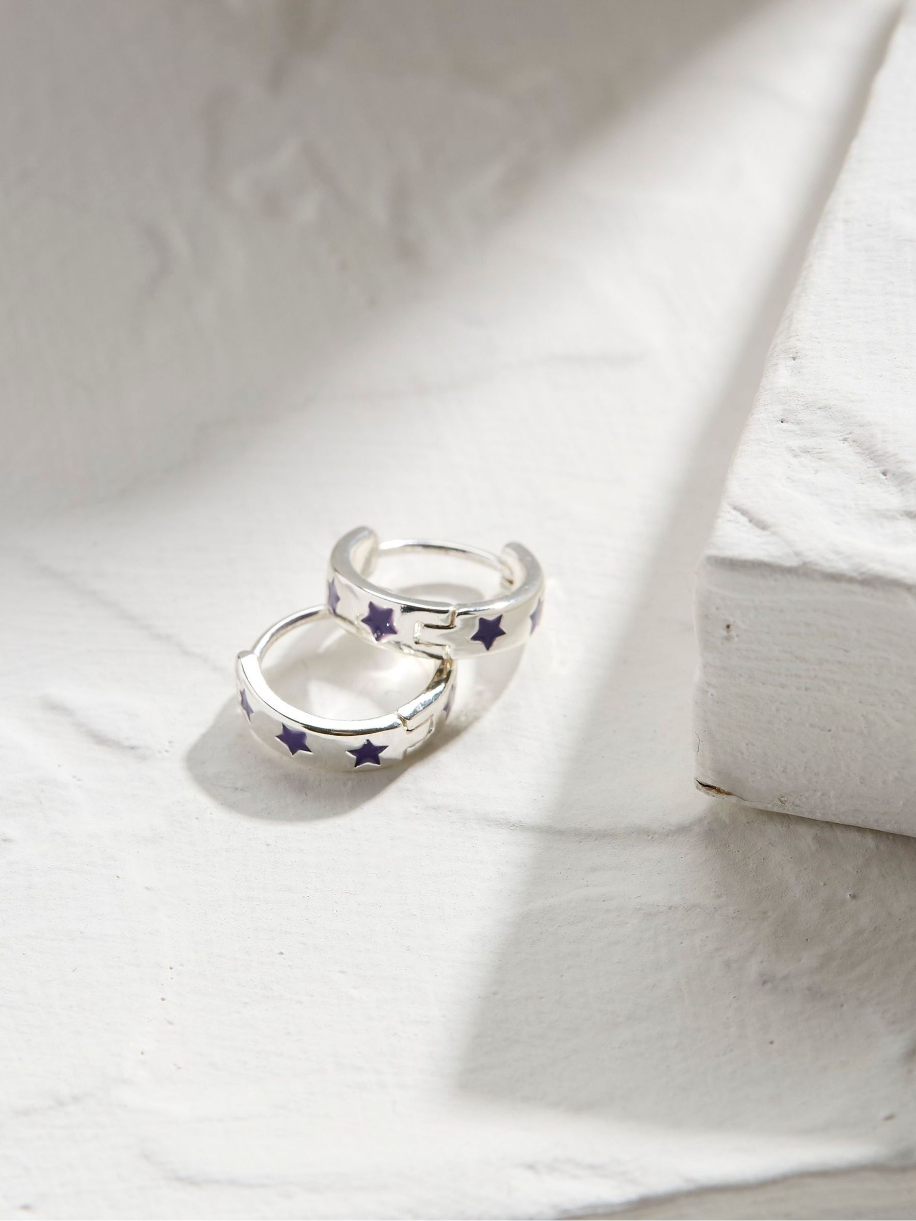 Purple Star Enamel Hoop Earrings - Image 2 of 2 Purple Star Enamel Hoop Earrings - Image 2 of 2