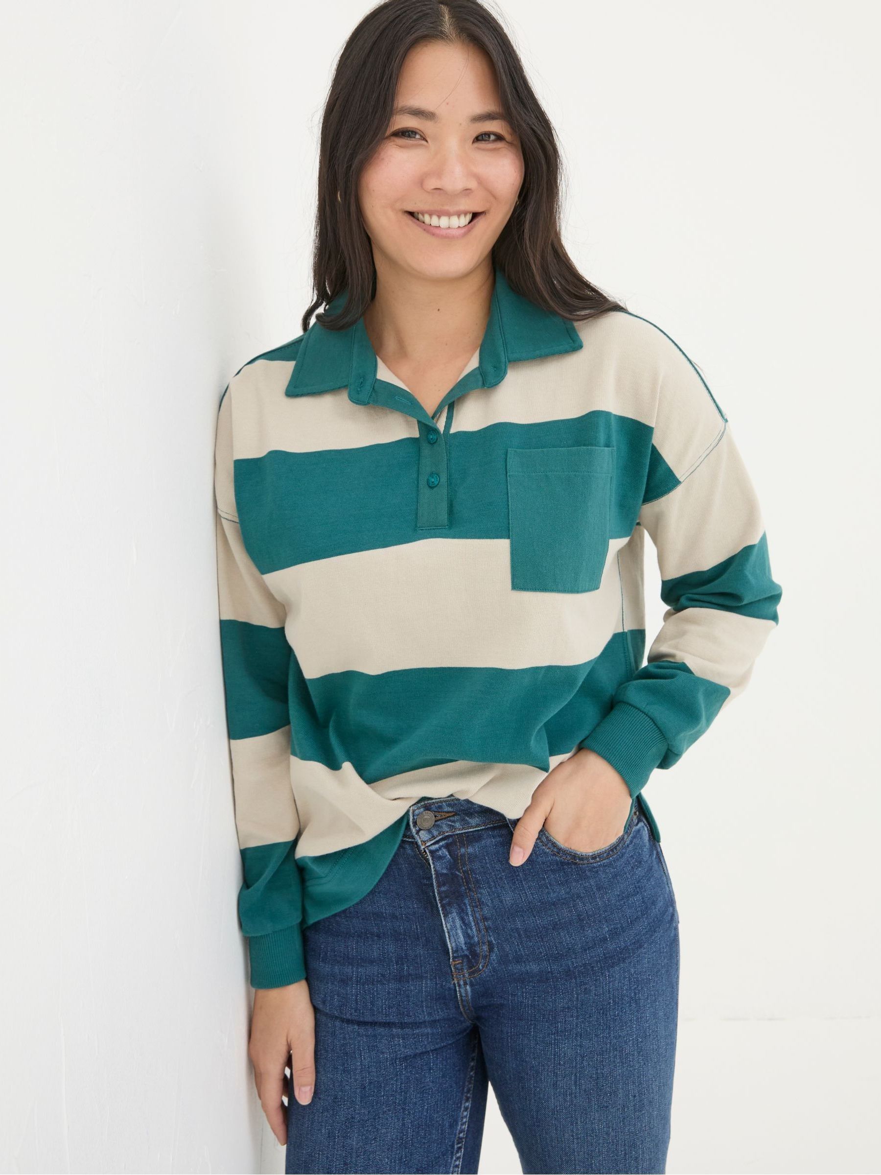 Ruby Green Stripe Rugby Top - Image 1 of 5