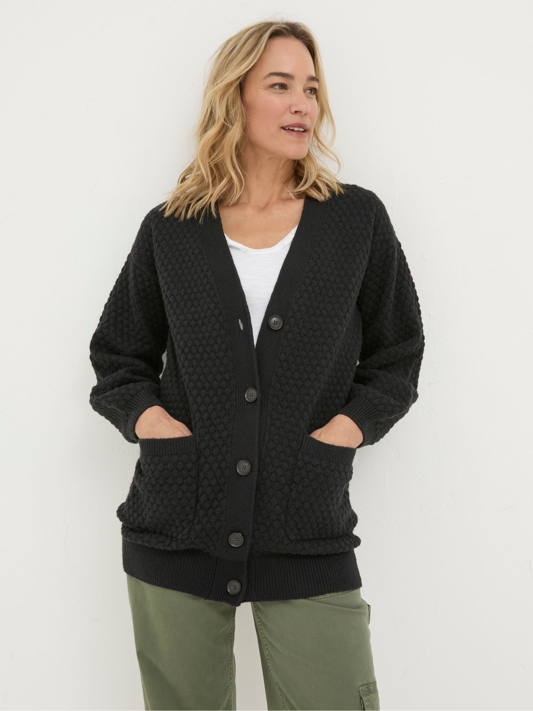 Ali Black V-Neck Cardigan - Image 1 of 5