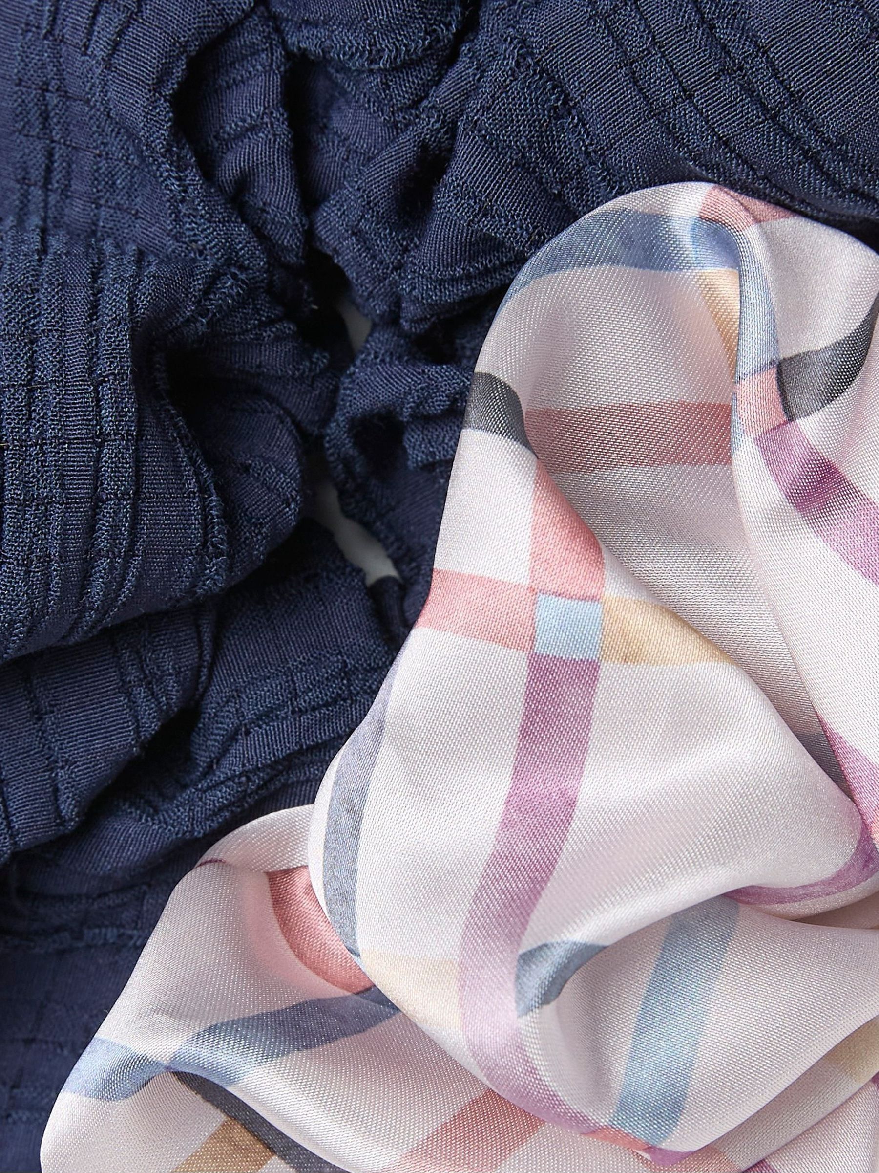 Navy Blue/Pink 2 Pack Paisley Scrunchies - Image 2 of 2