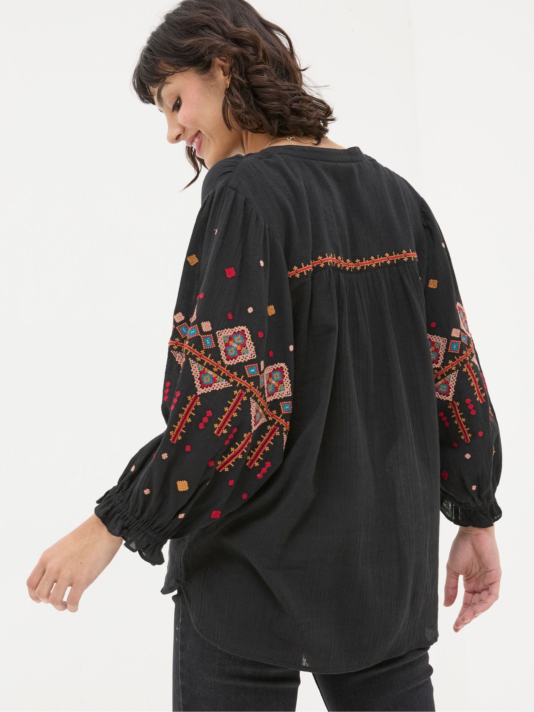 Elana Black Embroidered Blouse - Image 2 of 6