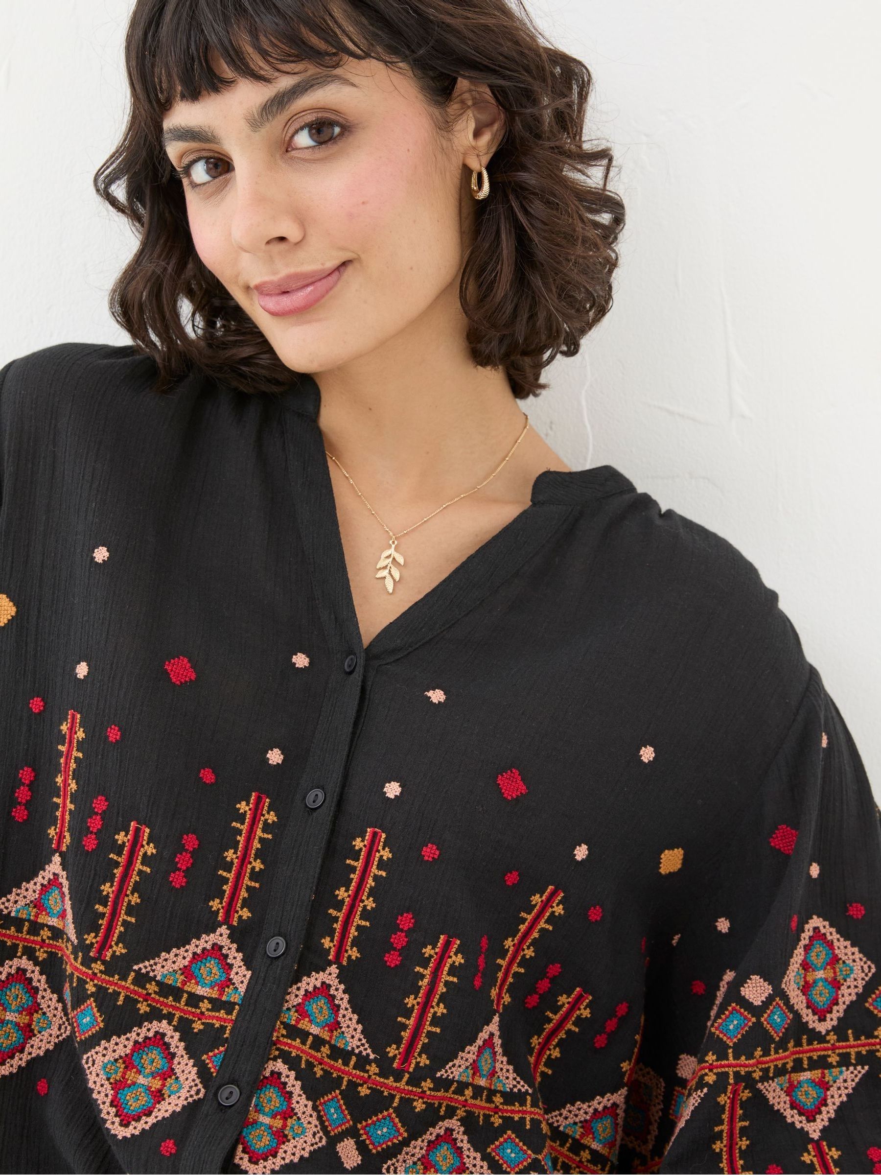 Elana Black Embroidered Blouse - Image 3 of 6
