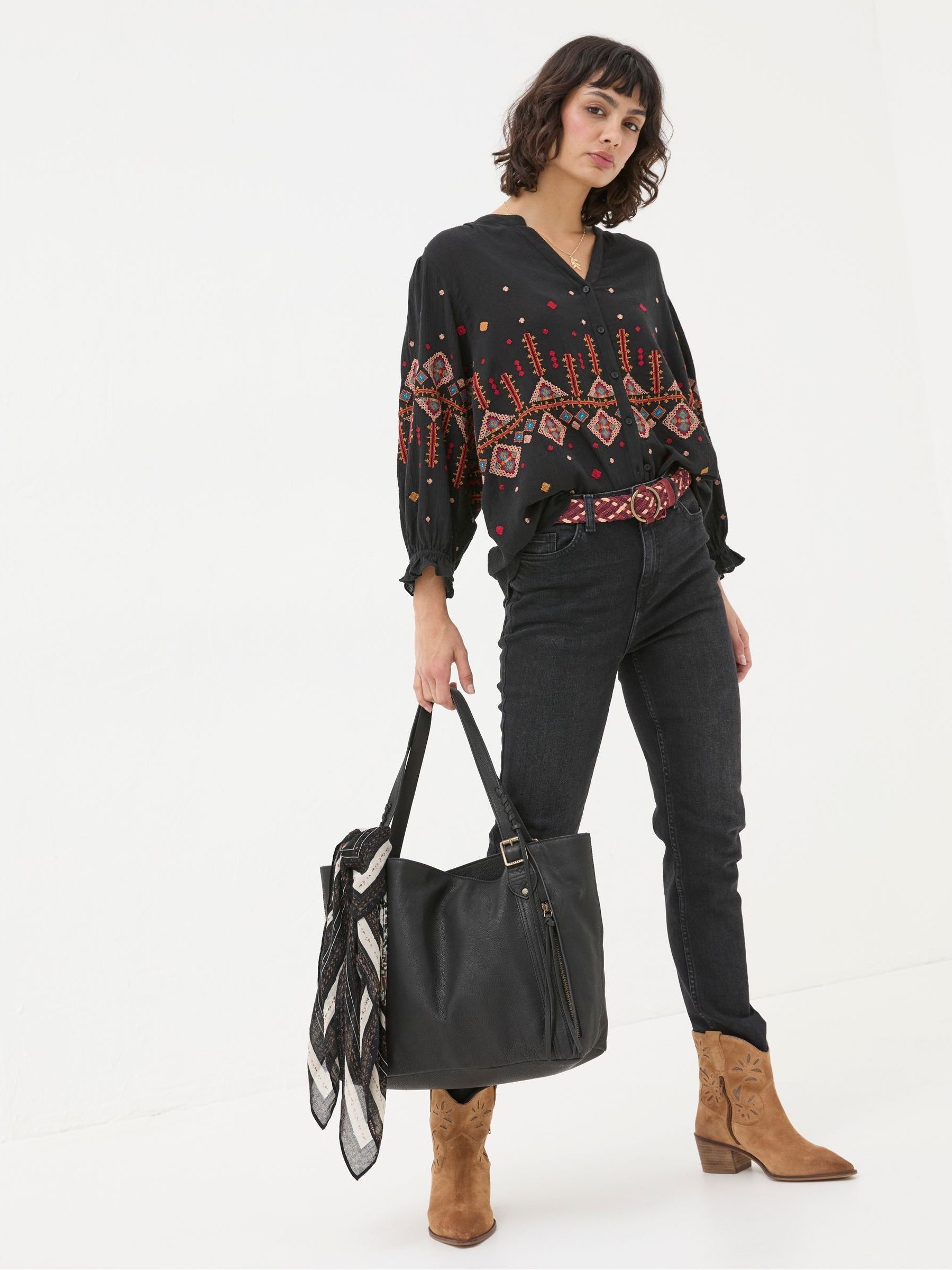 Elana Black Embroidered Blouse - Image 4 of 6