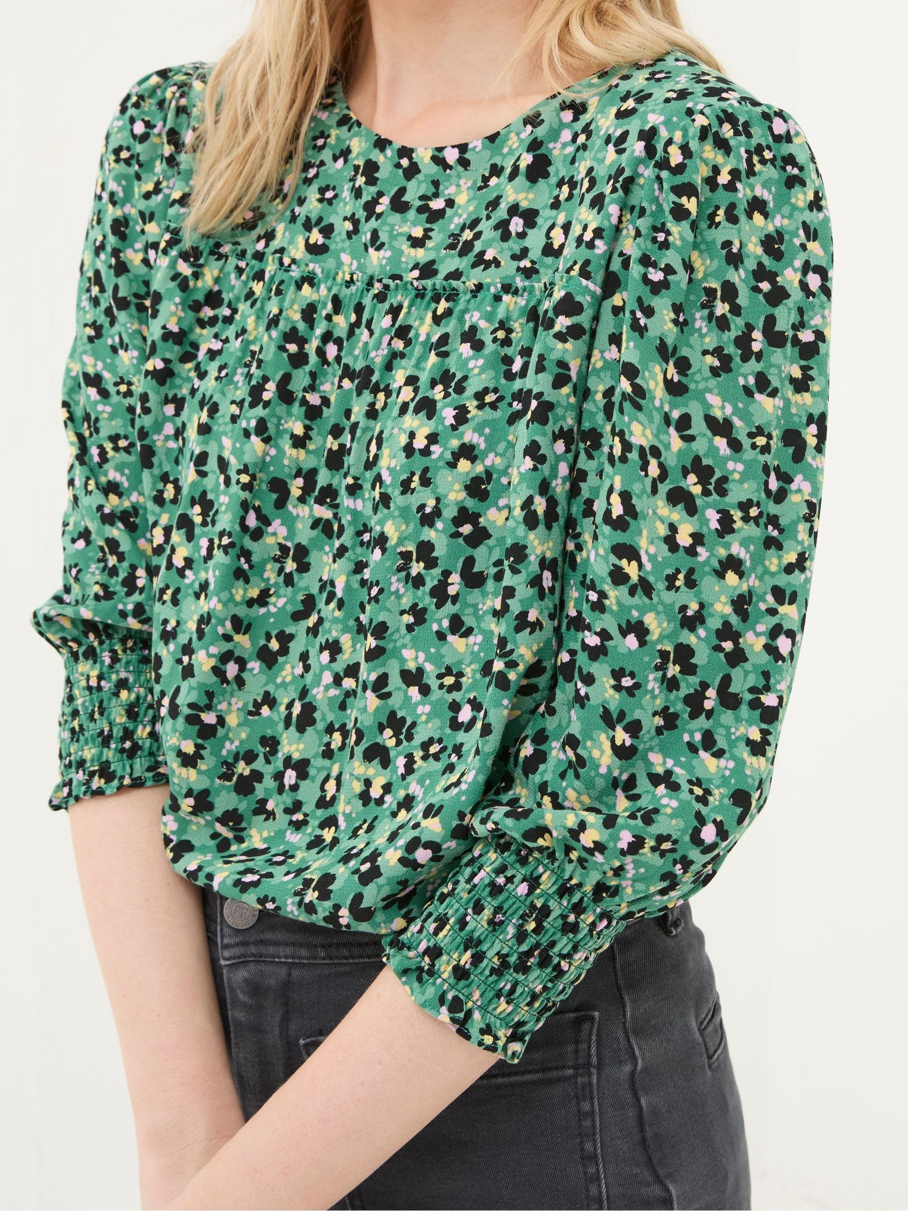 Shelley Emerald Green Floral Marks Blouse - Image 4 of 5