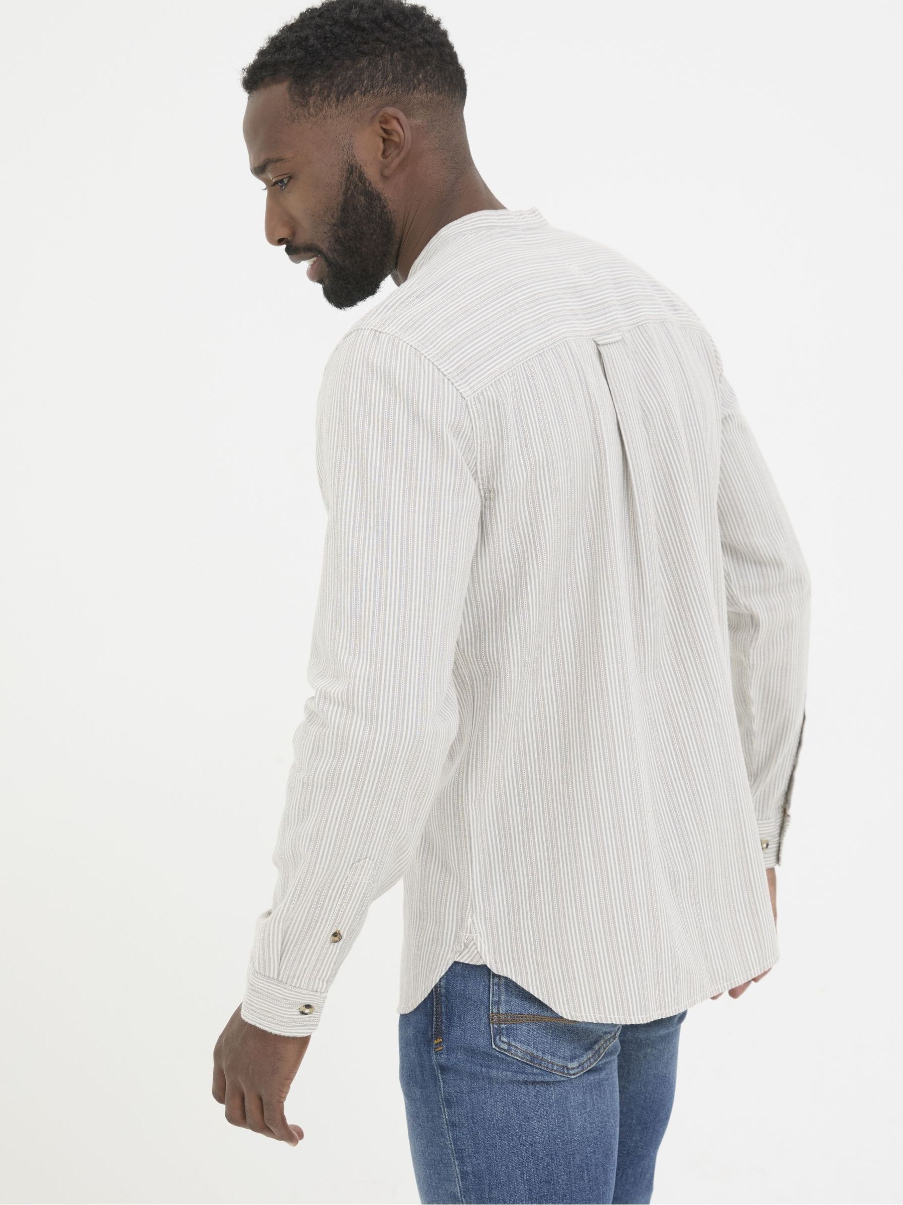Natural Long Sleeve Stripe Grandad Shirt - Image 2 of 6