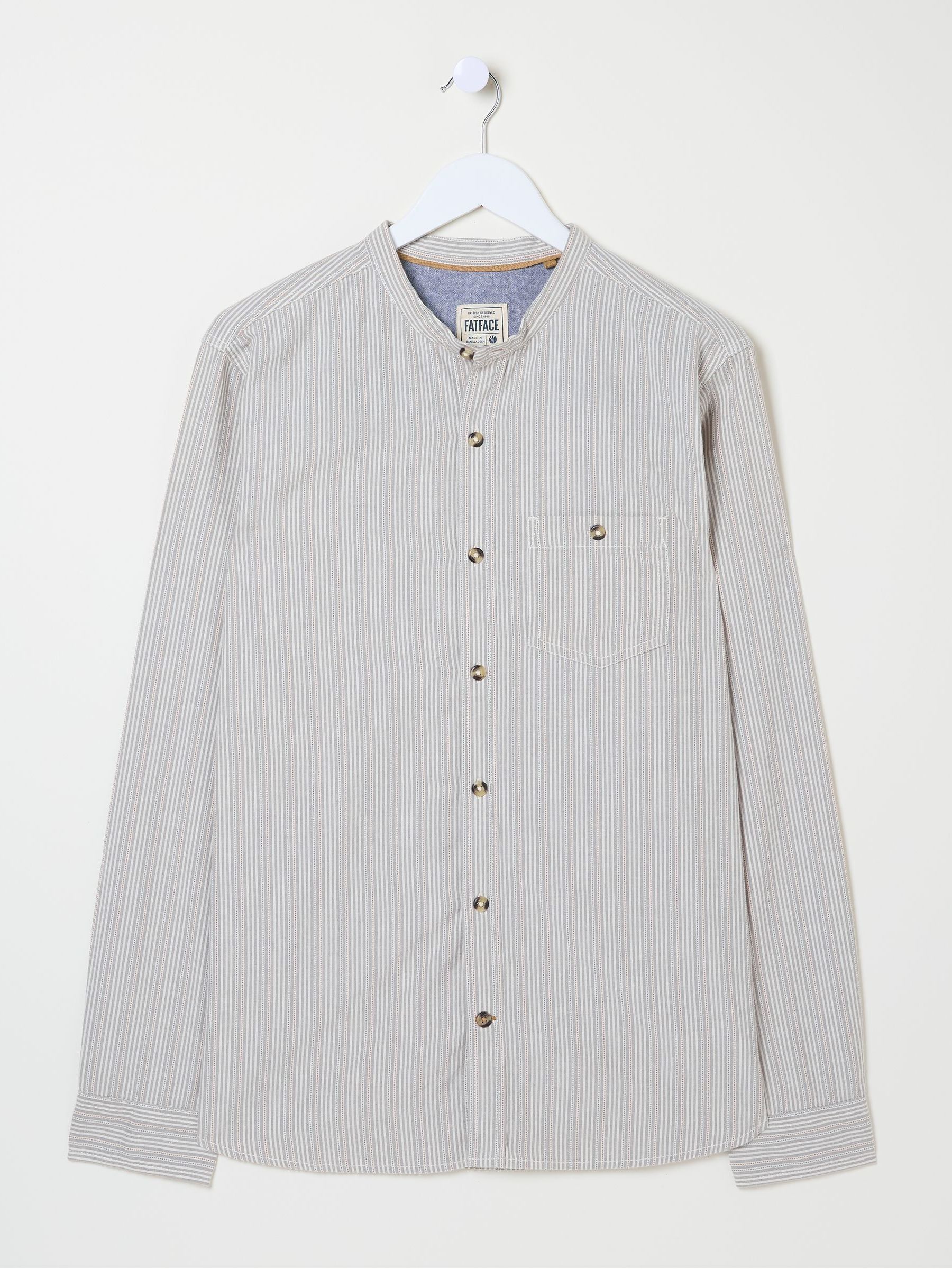 Natural Long Sleeve Stripe Grandad Shirt - Image 6 of 6