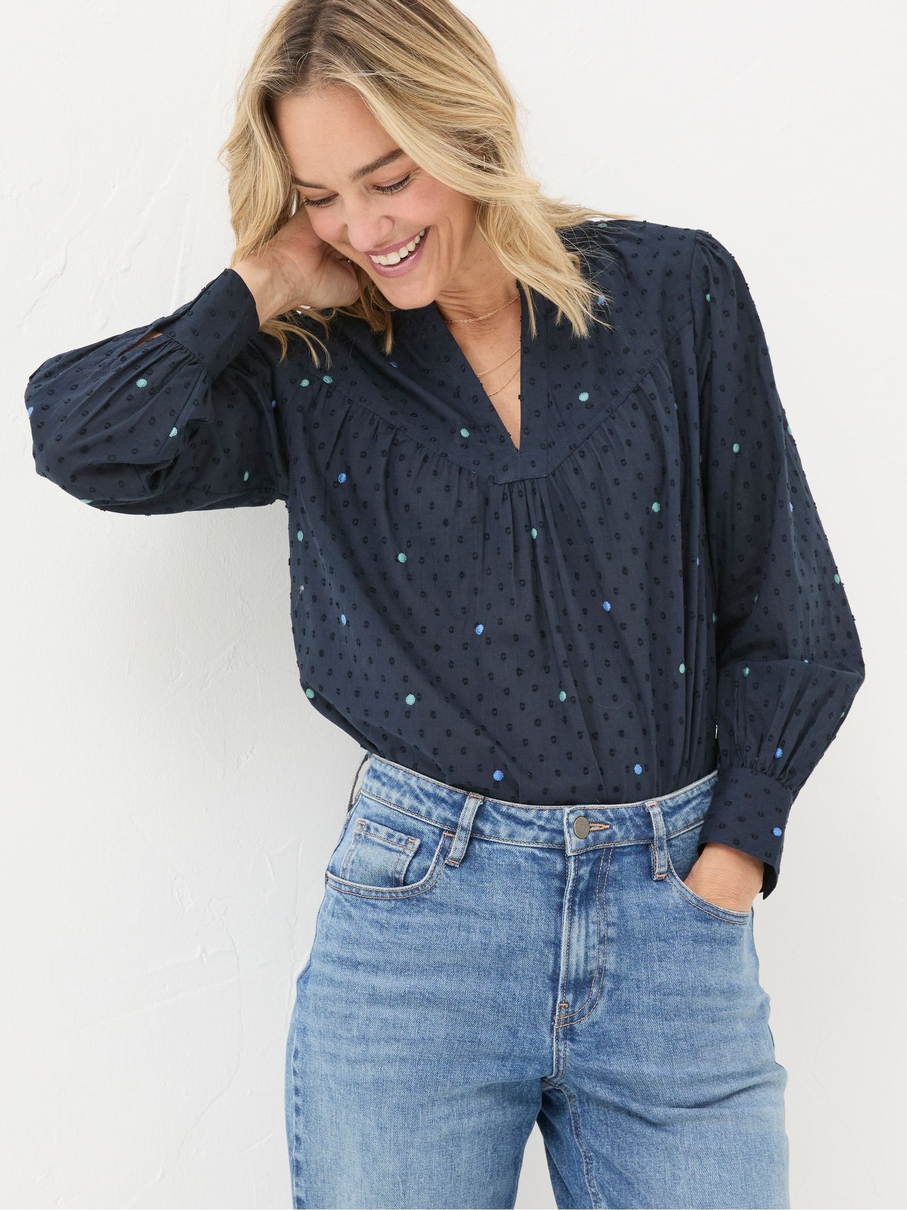 Mathilde Blue Embroidered Blouse - Image 1 of 6