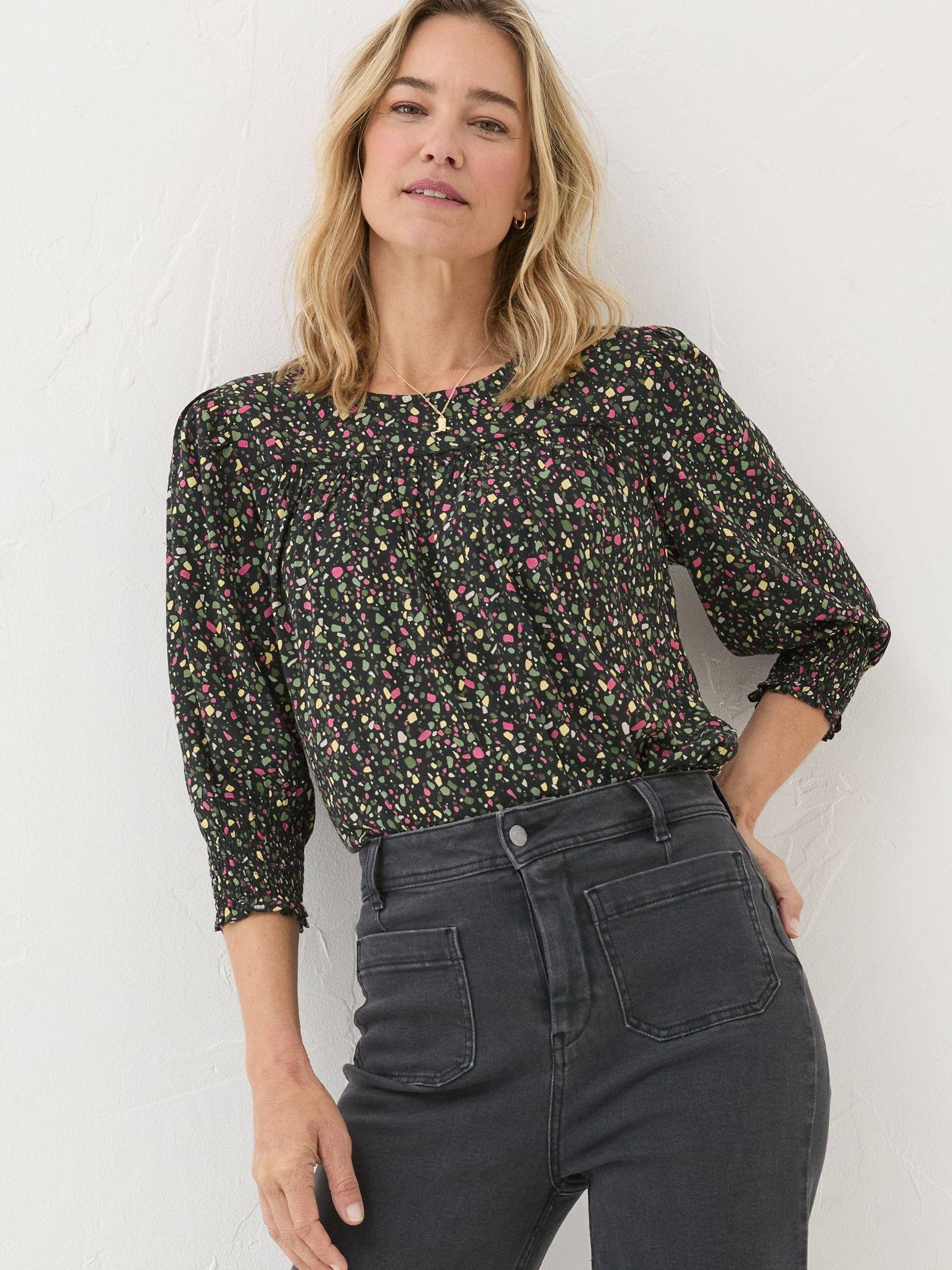 Shelley Black Ditsy Marks Blouse - Image 1 of 6