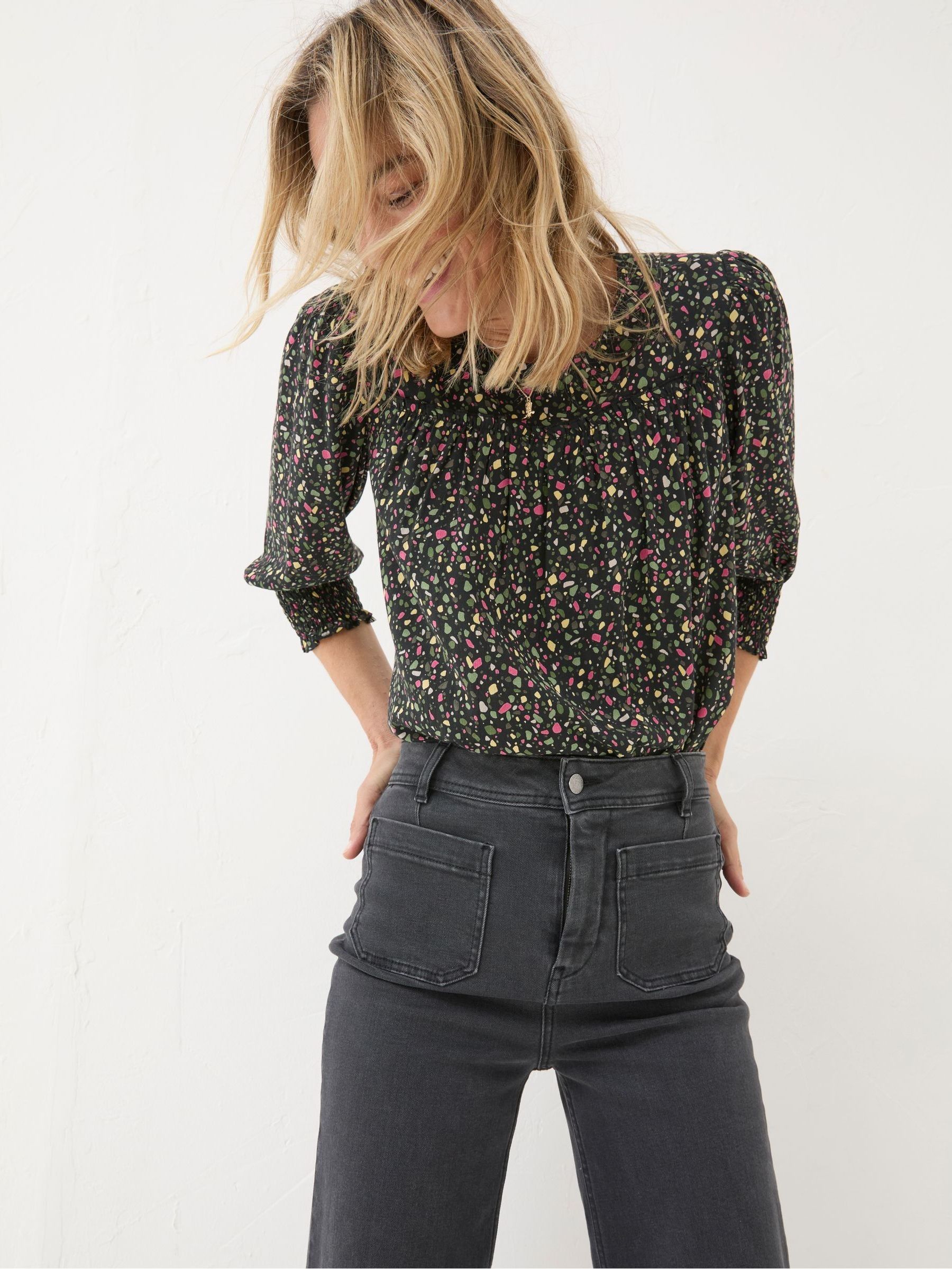 Shelley Black Ditsy Marks Blouse - Image 2 of 6
