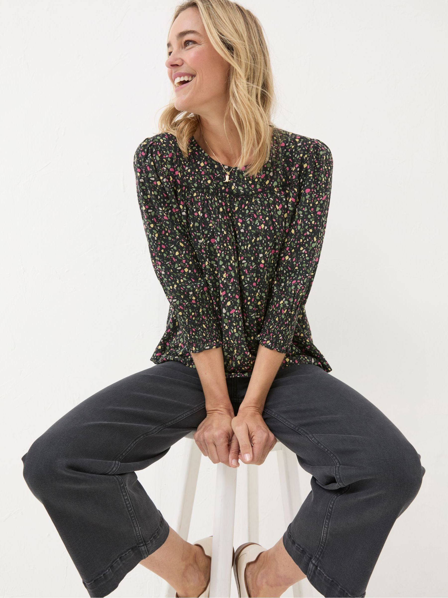 Shelley Black Ditsy Marks Blouse - Image 4 of 6