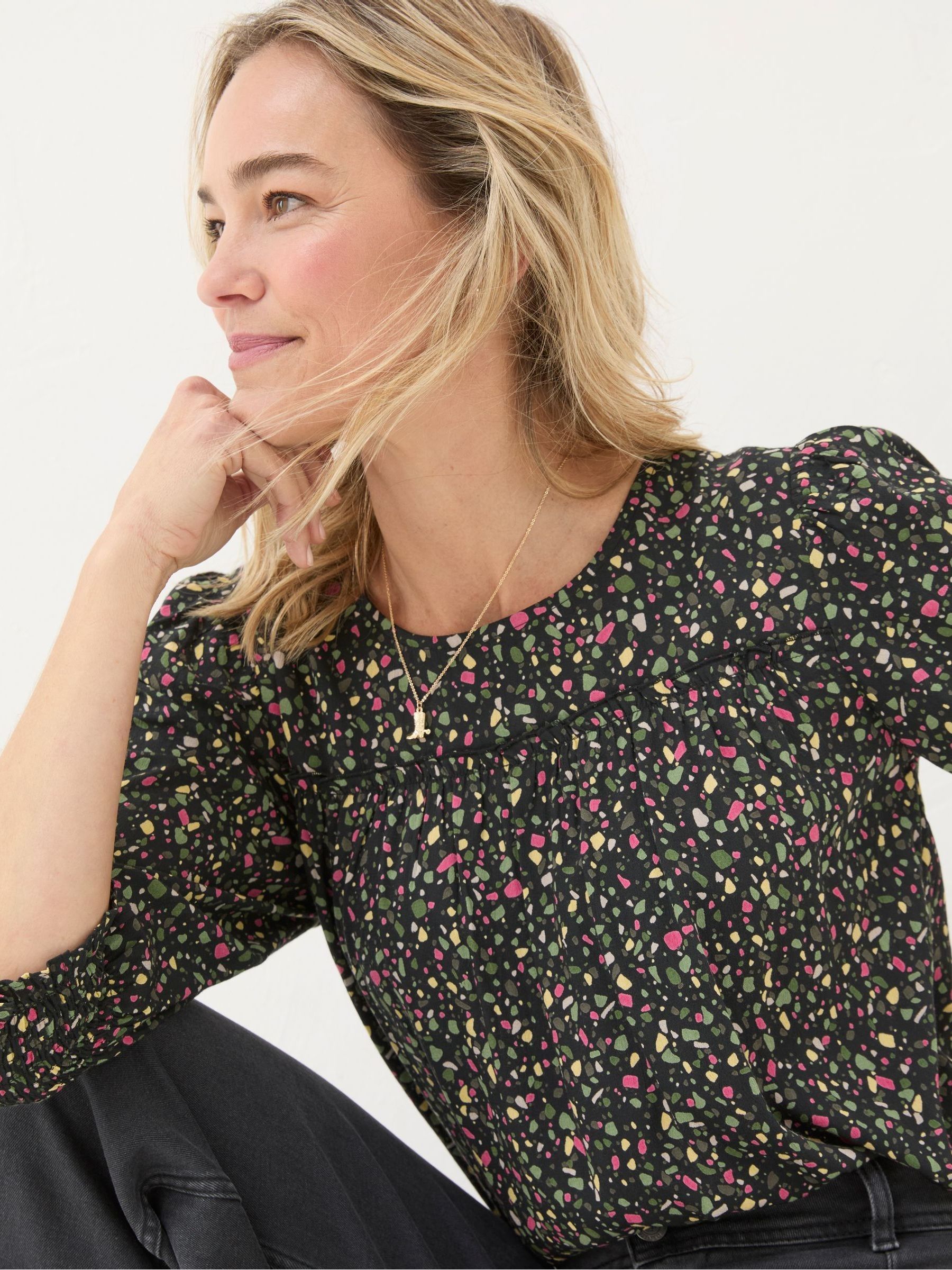 Shelley Black Ditsy Marks Blouse - Image 5 of 6