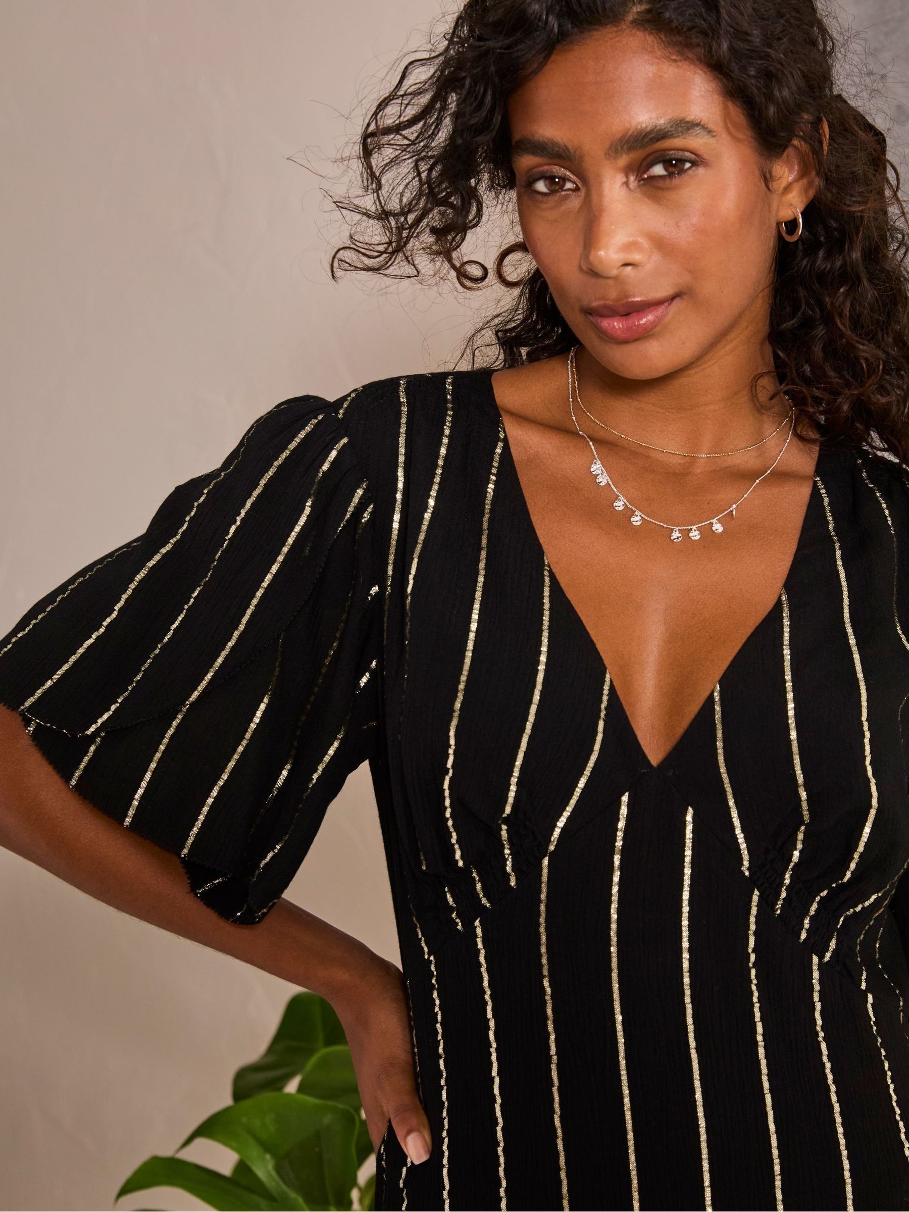 Iris Black Metallic Maxi Dress - Image 4 of 6