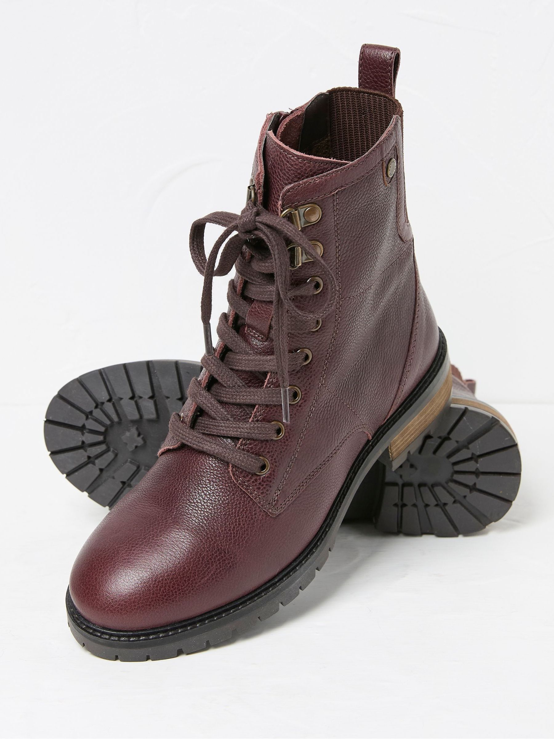 Margot Burgundy Red Lace-Up Boots - Image 2 of 3