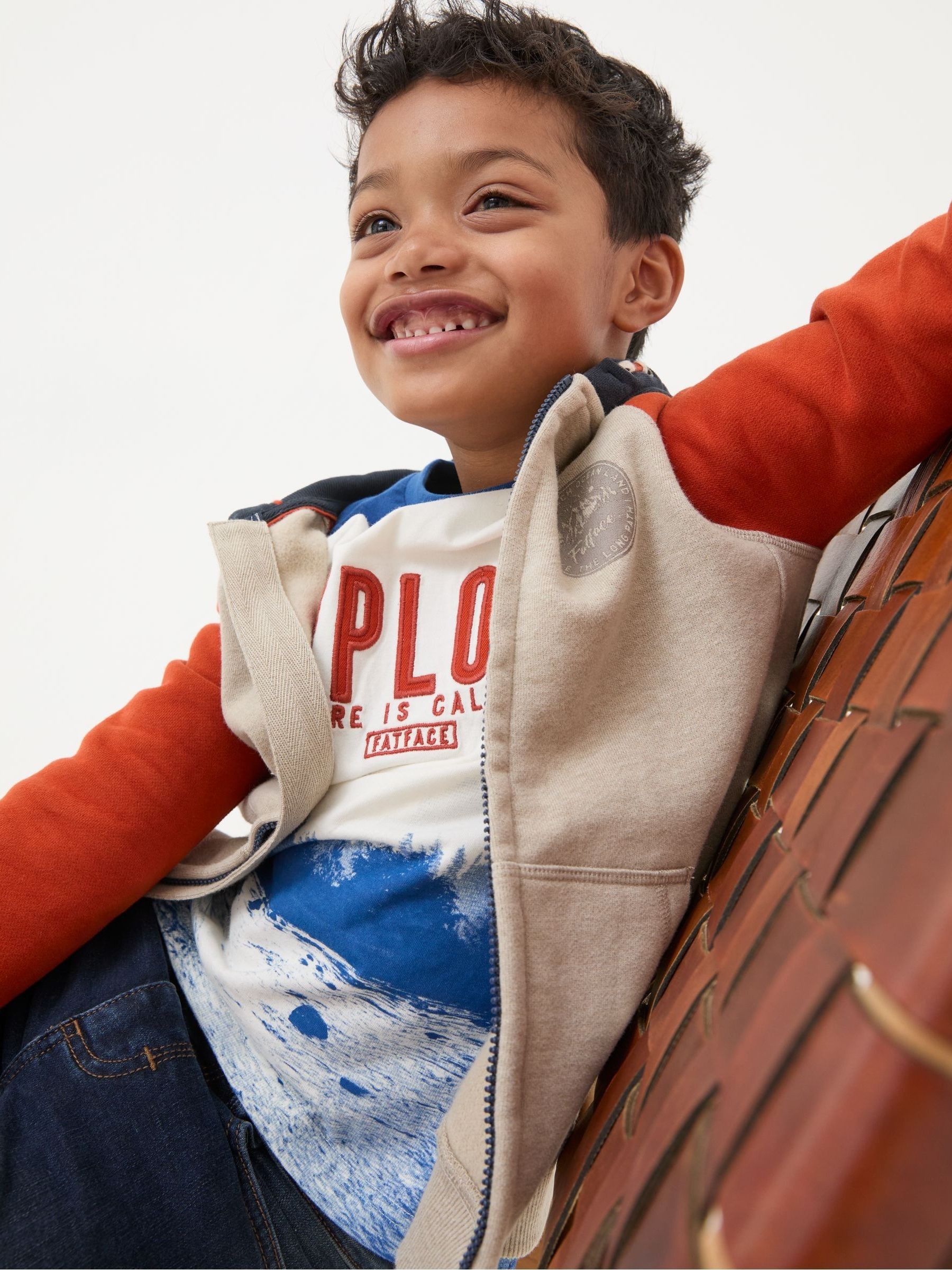 Natural Colourblock Zip Through Hoodie - Image 1 of 4 Natural Colourblock Zip Through Hoodie - Image 1 of 4